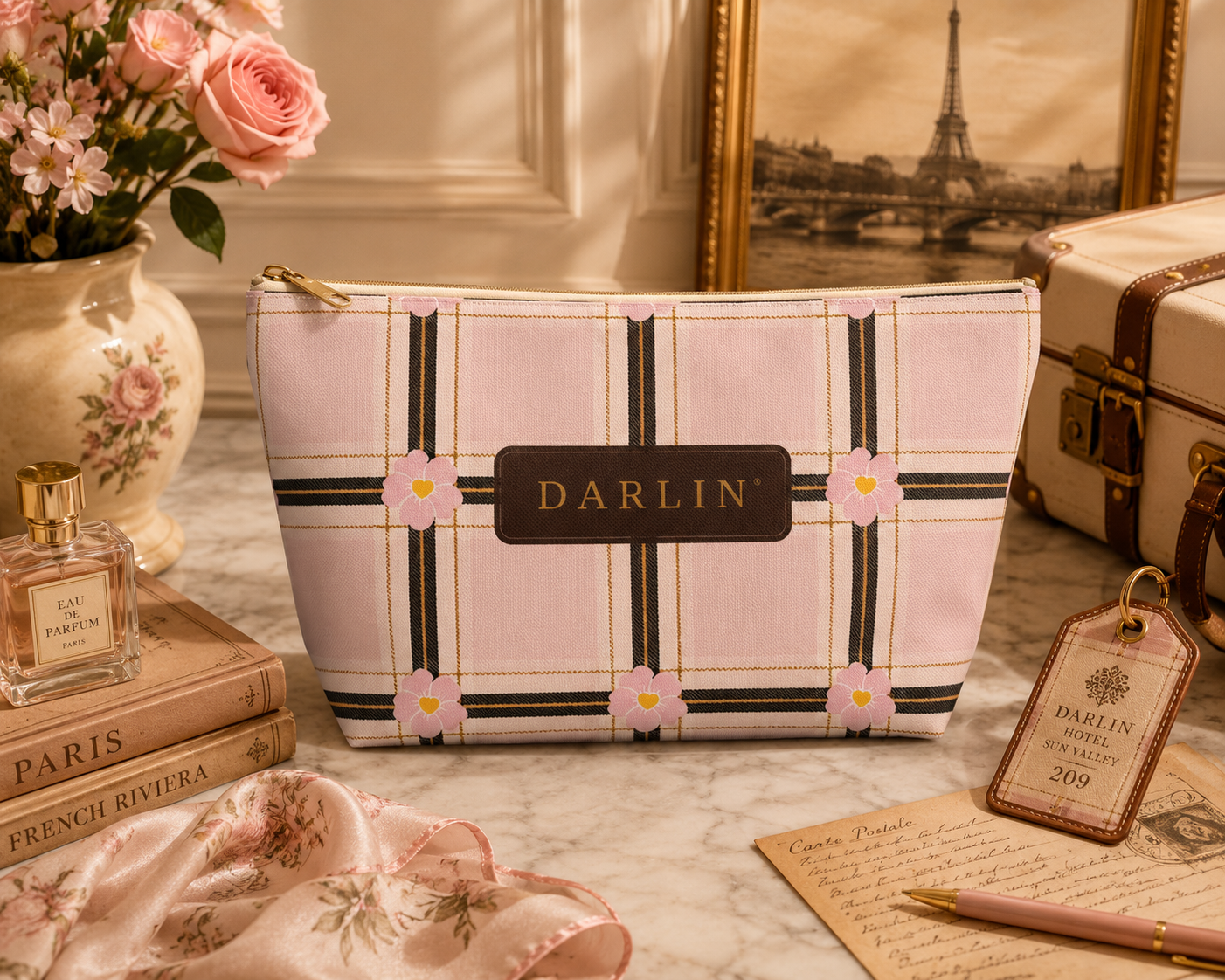 DARLIN® Primrose Plaid Travel Pouch