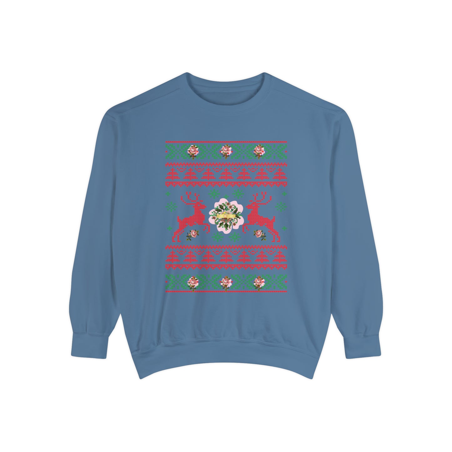 Reindeer on Roses - Unisex Garment-Dyed Sweatshirt - Darlin Primrose