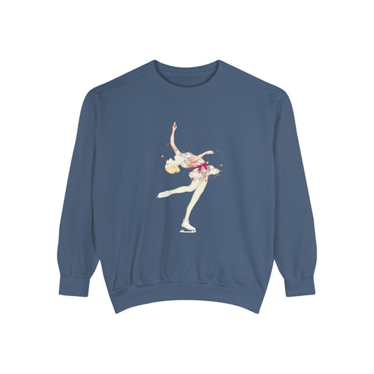 Skater with pink satin sashes- Unisex Garment-Dyed Sweatshirt - Darlin Primrose