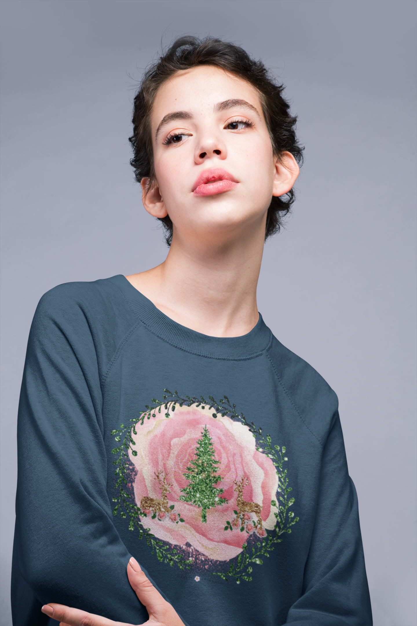 Reindeer on Roses -Unisex  Sweatshirt - Darlin Primrose