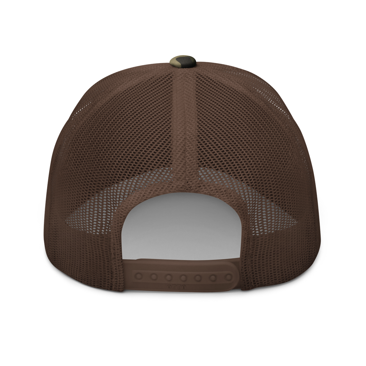 DARLIN® Camo Trucker Hat back view with adjustable snapback