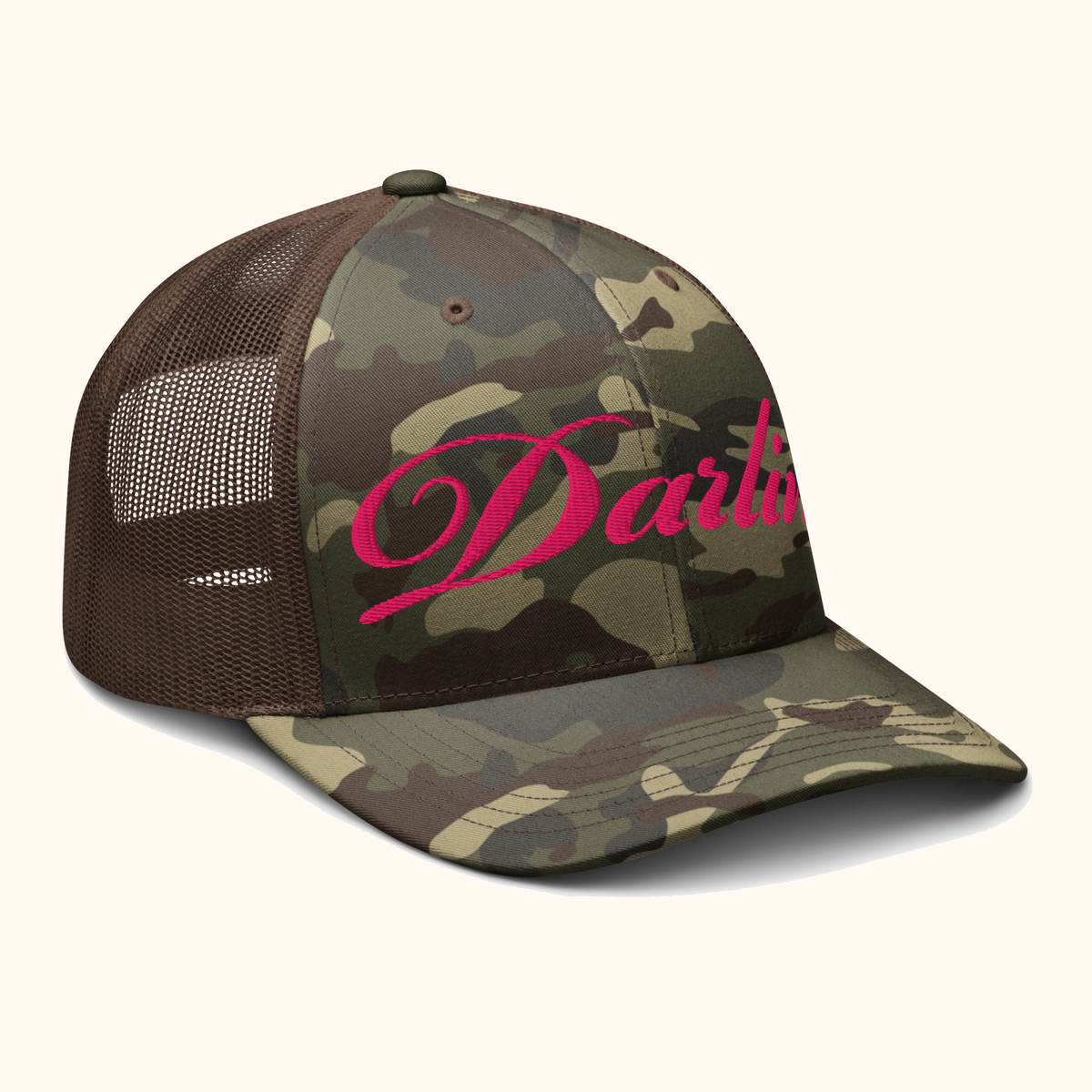DARLIN® Fuchsia Script Camo Trucker Hat