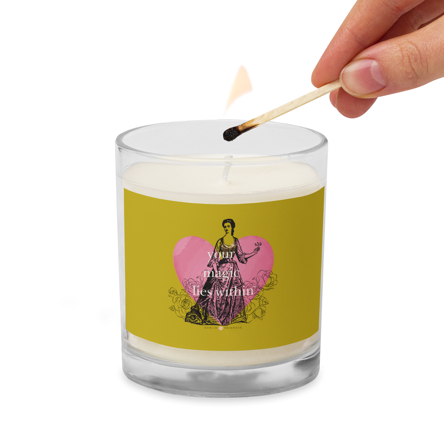 Your MAGIC lies within™ Vintage ™ Vintage Gold-Glass jar soy wax candle - Darlin Primrose