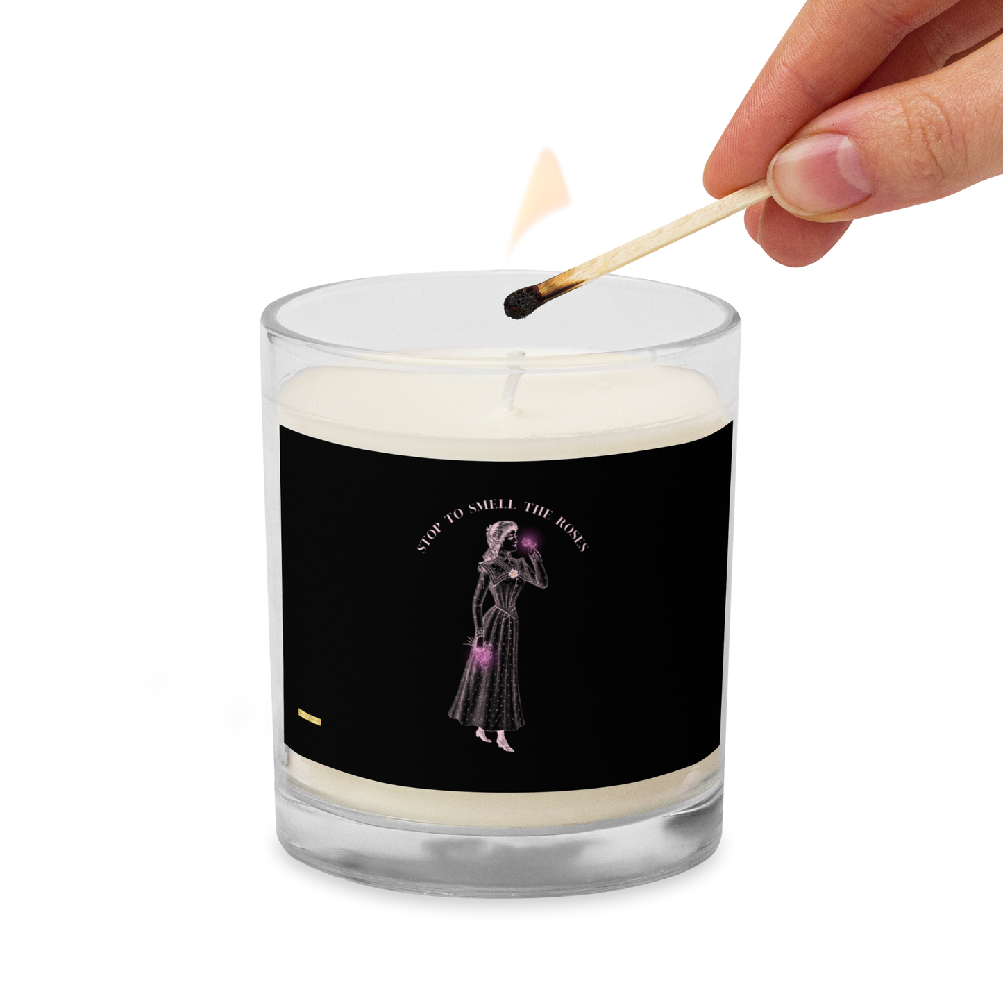 Stop To Smell The Roses ( Black) Glass jar soy wax candle - Darlin Primrose