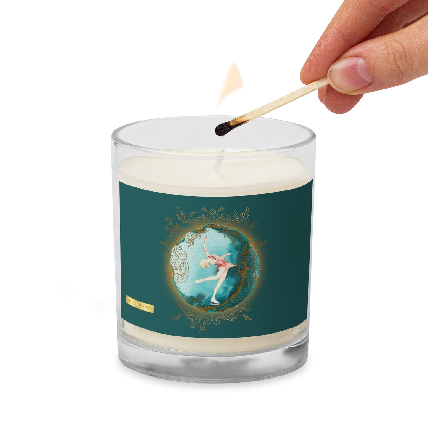 Rosalyn Layback ( Green) Glass jar soy wax candle - Darlin Primrose