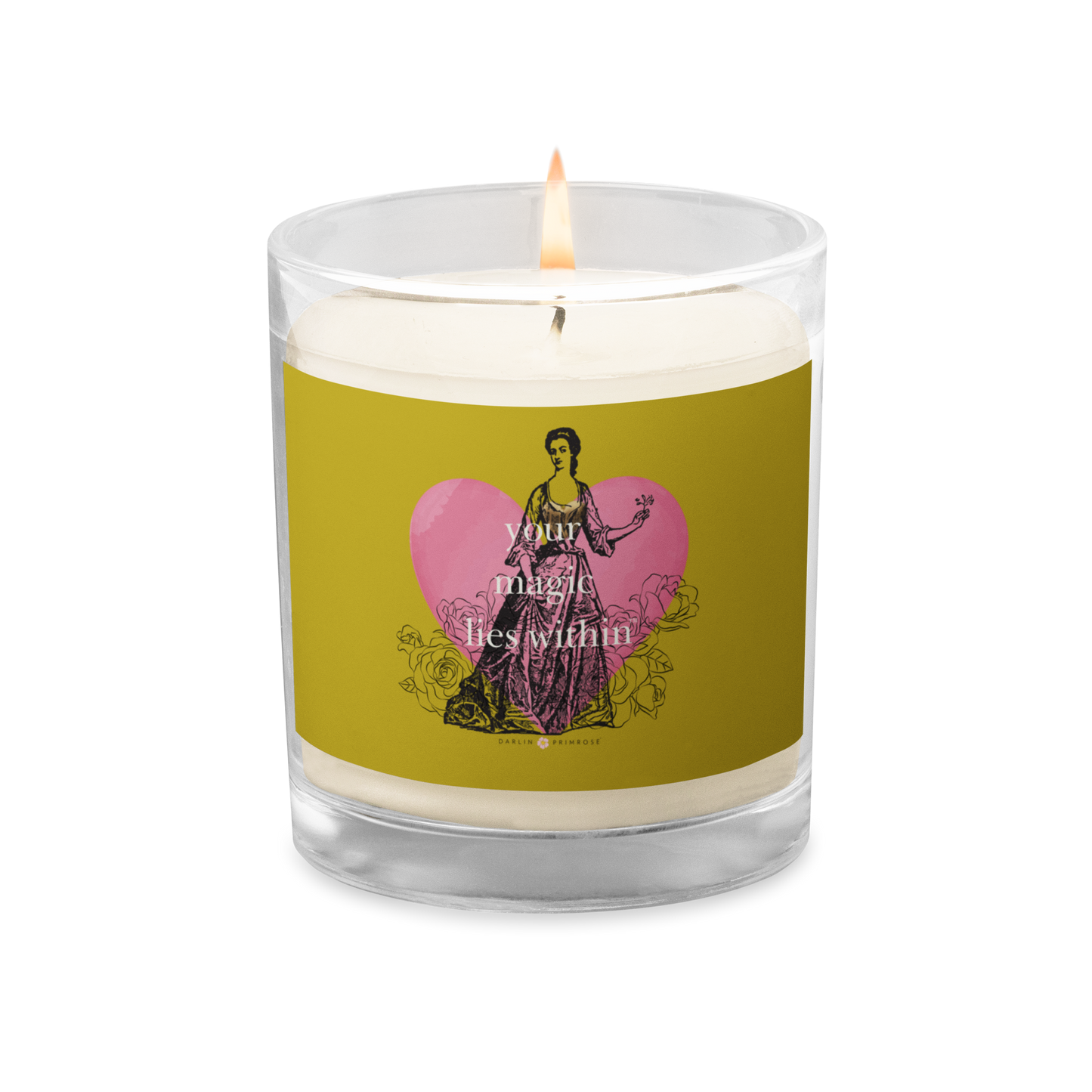 Your MAGIC lies within™ Vintage ™ Vintage Gold-Glass jar soy wax candle - Darlin Primrose