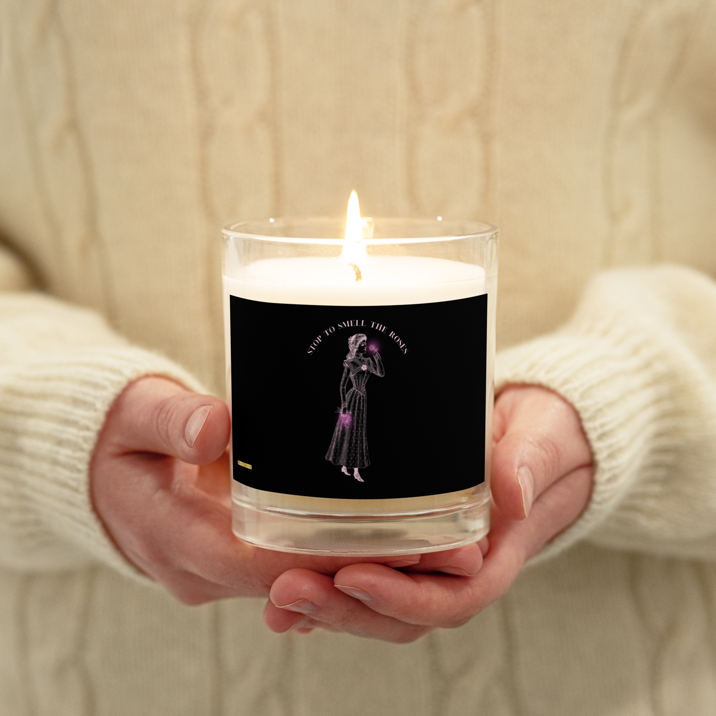Stop To Smell The Roses ( Black) Glass jar soy wax candle - Darlin Primrose