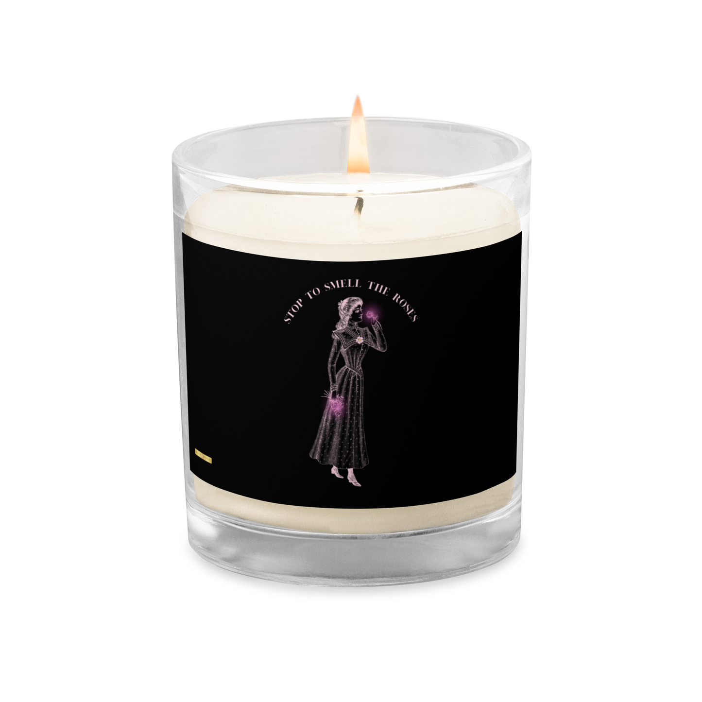 Stop To Smell The Roses ( Black) Glass jar soy wax candle - Darlin Primrose