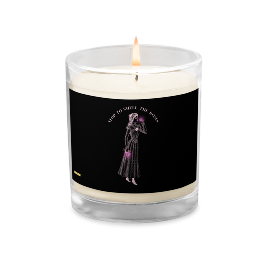 Stop To Smell The Roses ( Black) Glass jar soy wax candle - Darlin Primrose