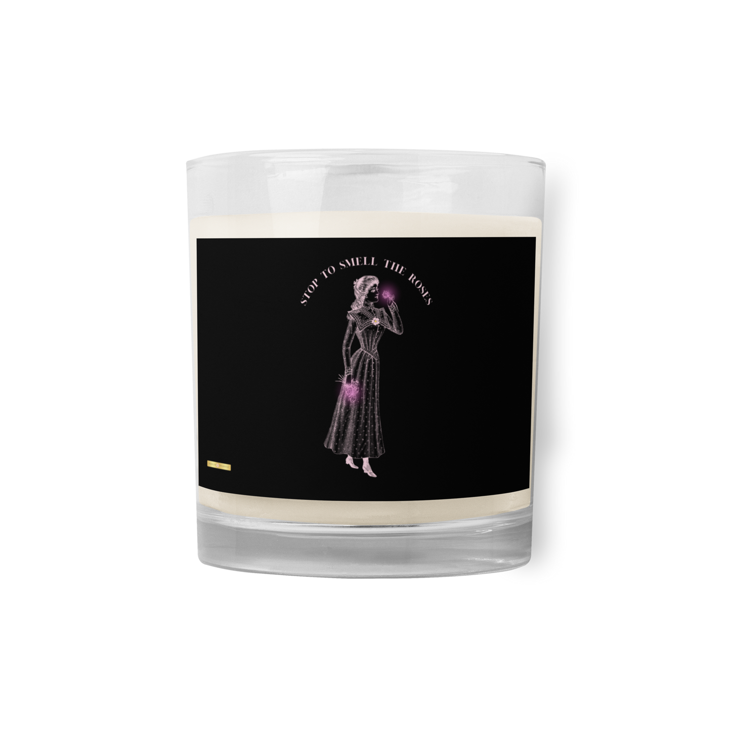 Stop To Smell The Roses ( Black) Glass jar soy wax candle - Darlin Primrose