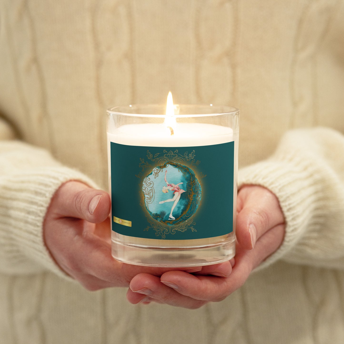 Rosalyn Layback ( Green) Glass jar soy wax candle - Darlin Primrose