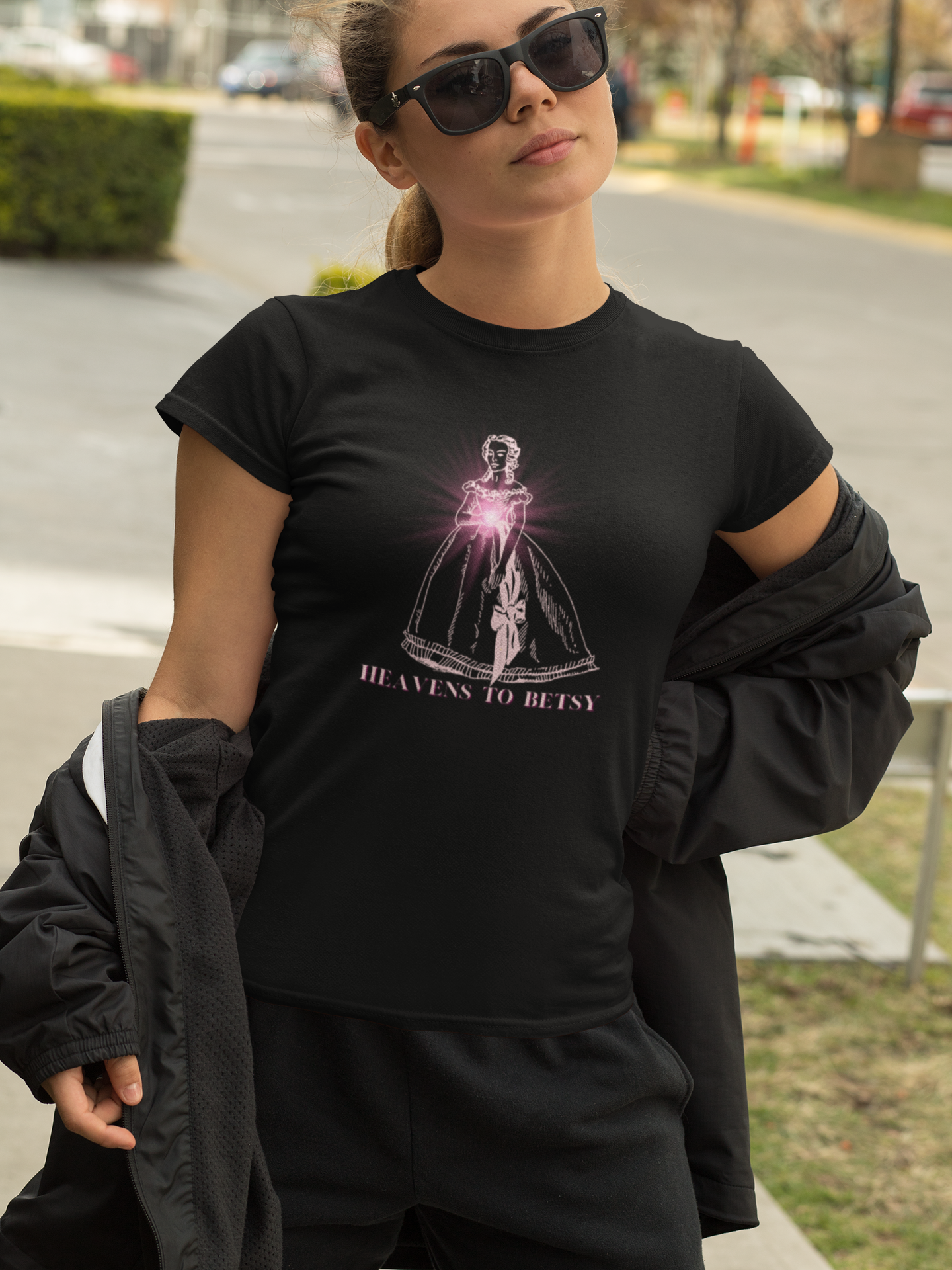 HEAVENS TO BETSY-BLACK TEE- DARLIN PRIMROSE™