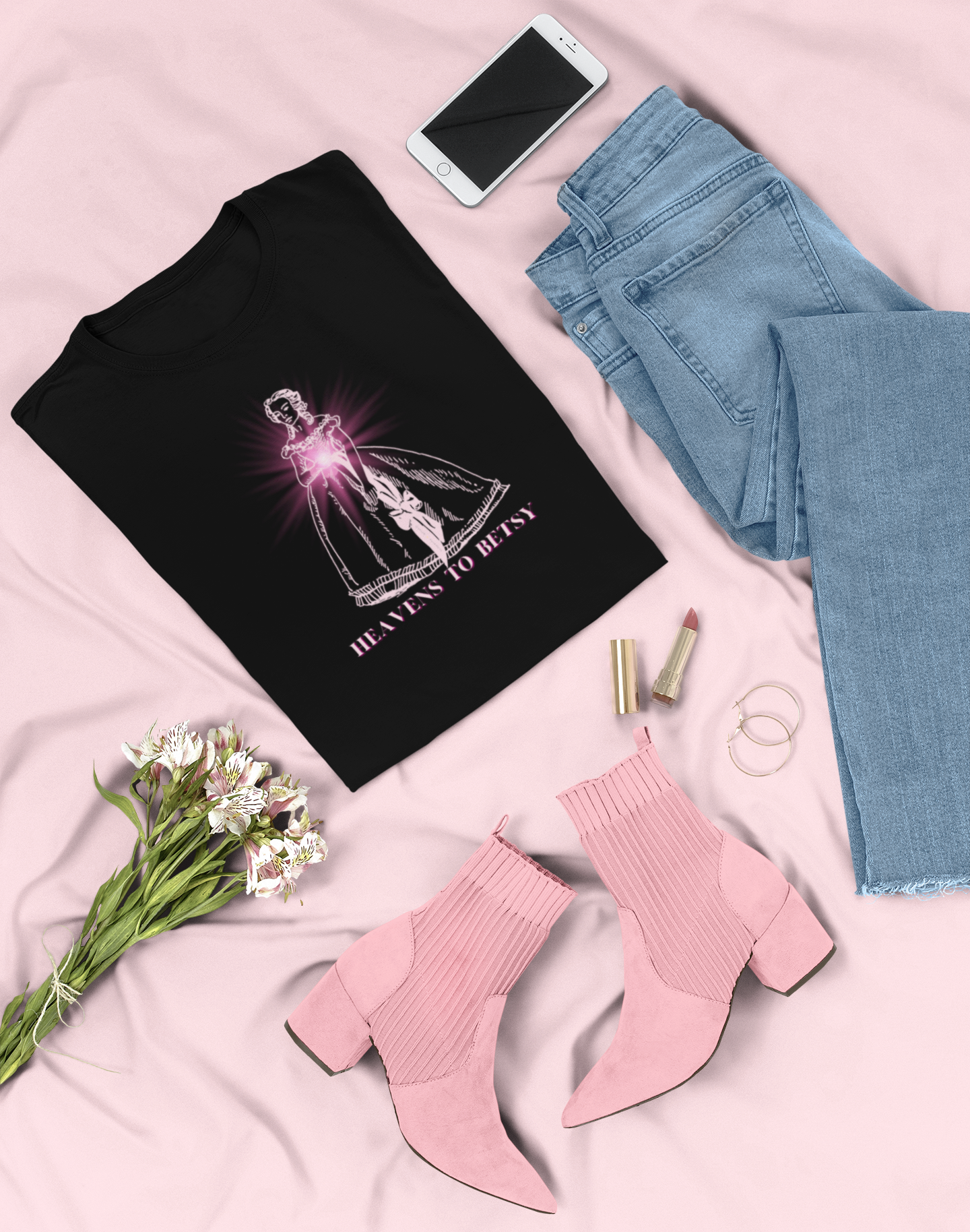 HEAVENS TO BETSY-BLACK TEE- DARLIN PRIMROSE™