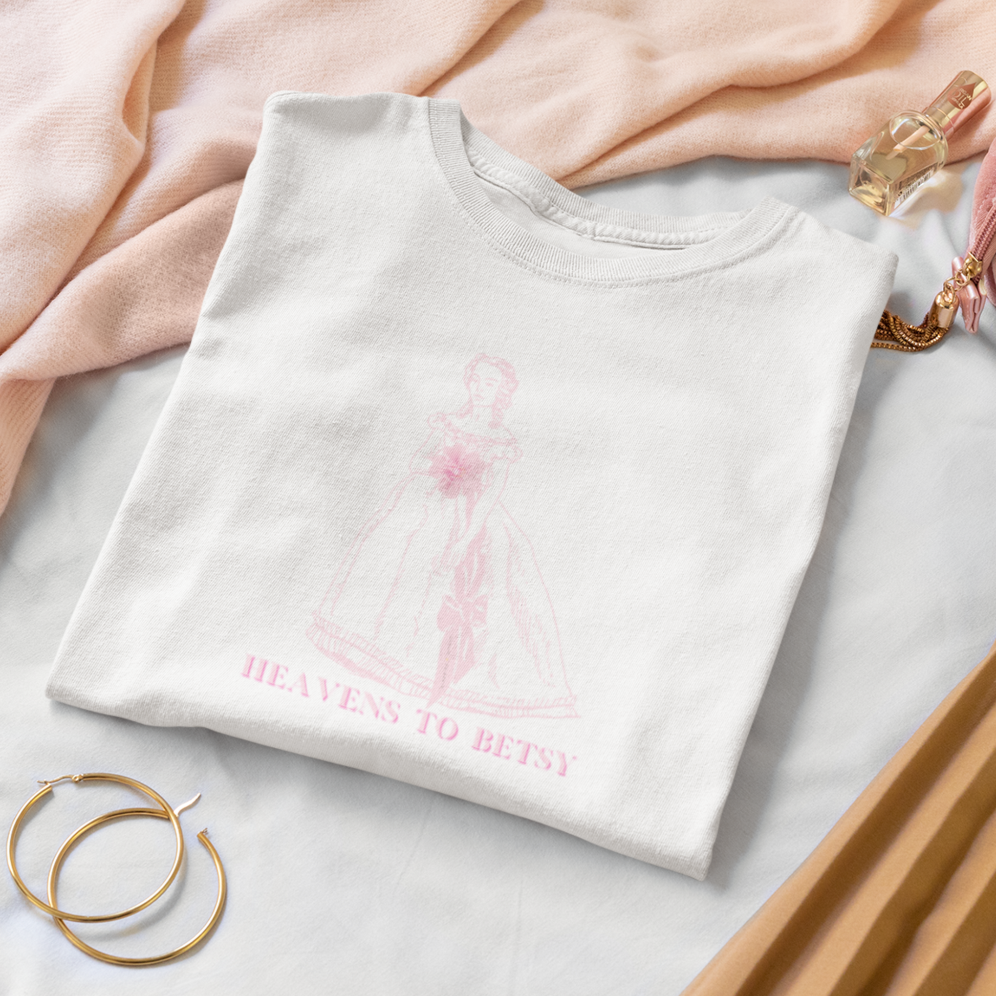 HEAVENS TO BETSY-WHITE TEE- DARLIN PRIMROSE™