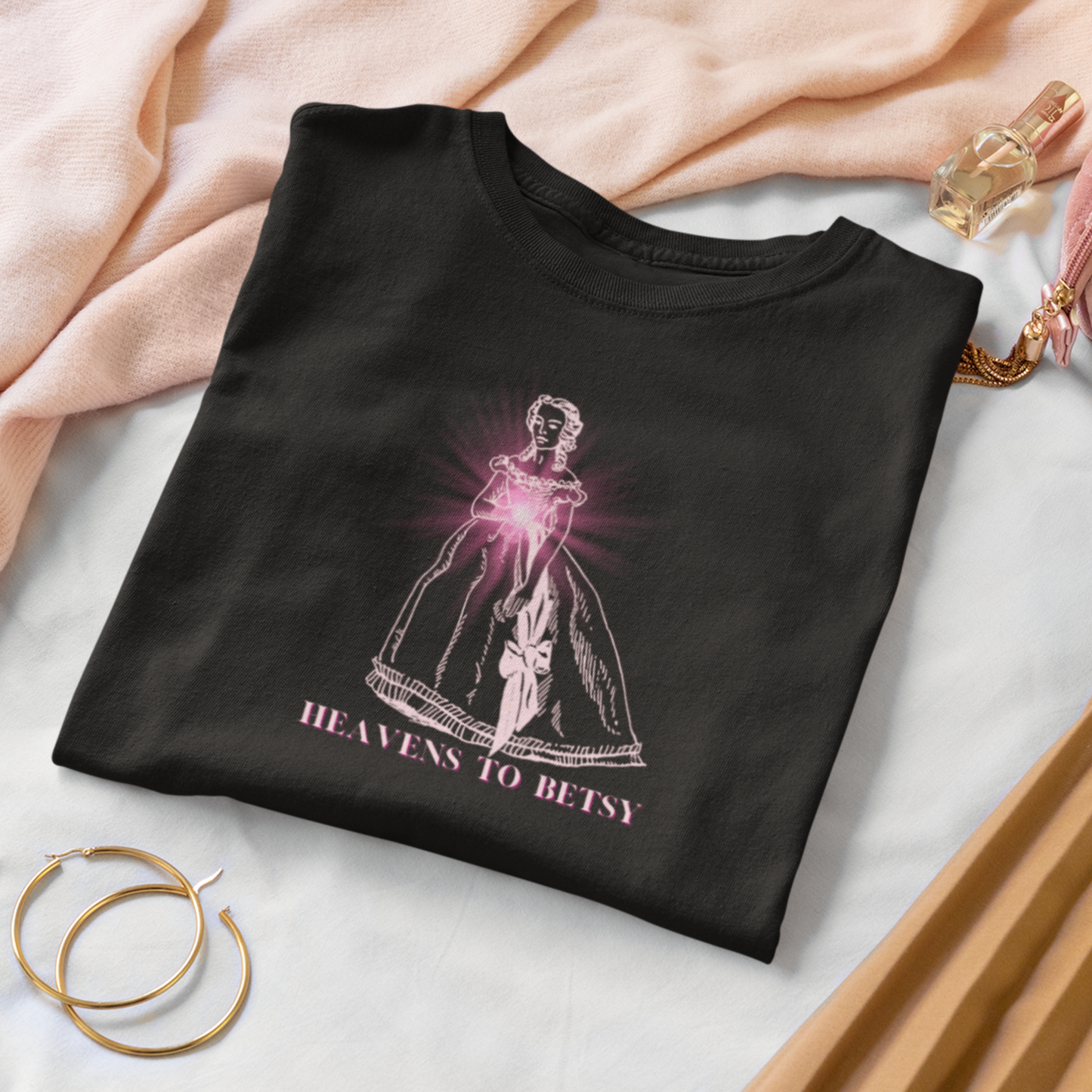 HEAVENS TO BETSY-BLACK TEE- DARLIN PRIMROSE™
