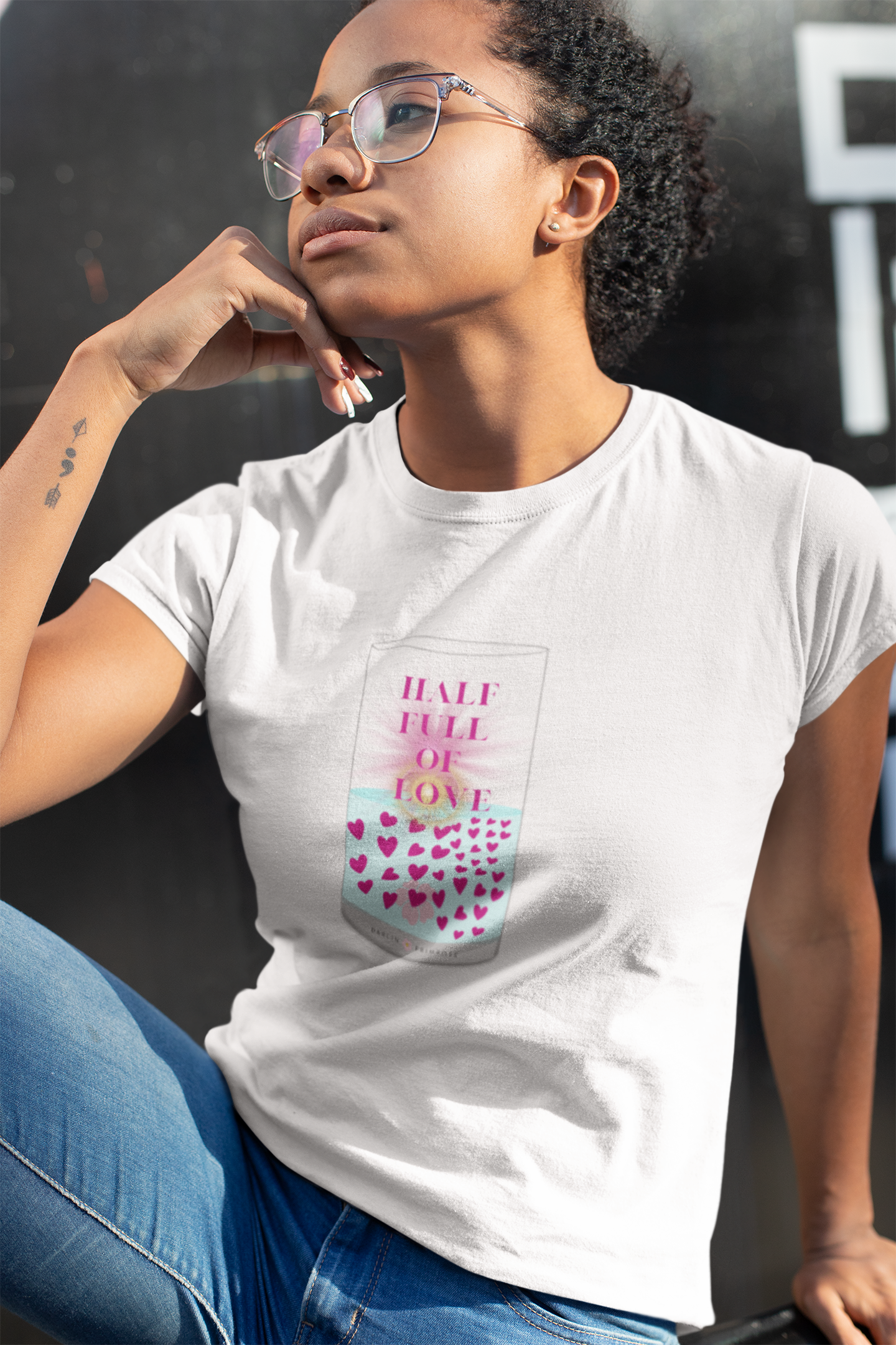 Half Full of LOVE- Woman's Softstyle Tee- Darlin Primrose™