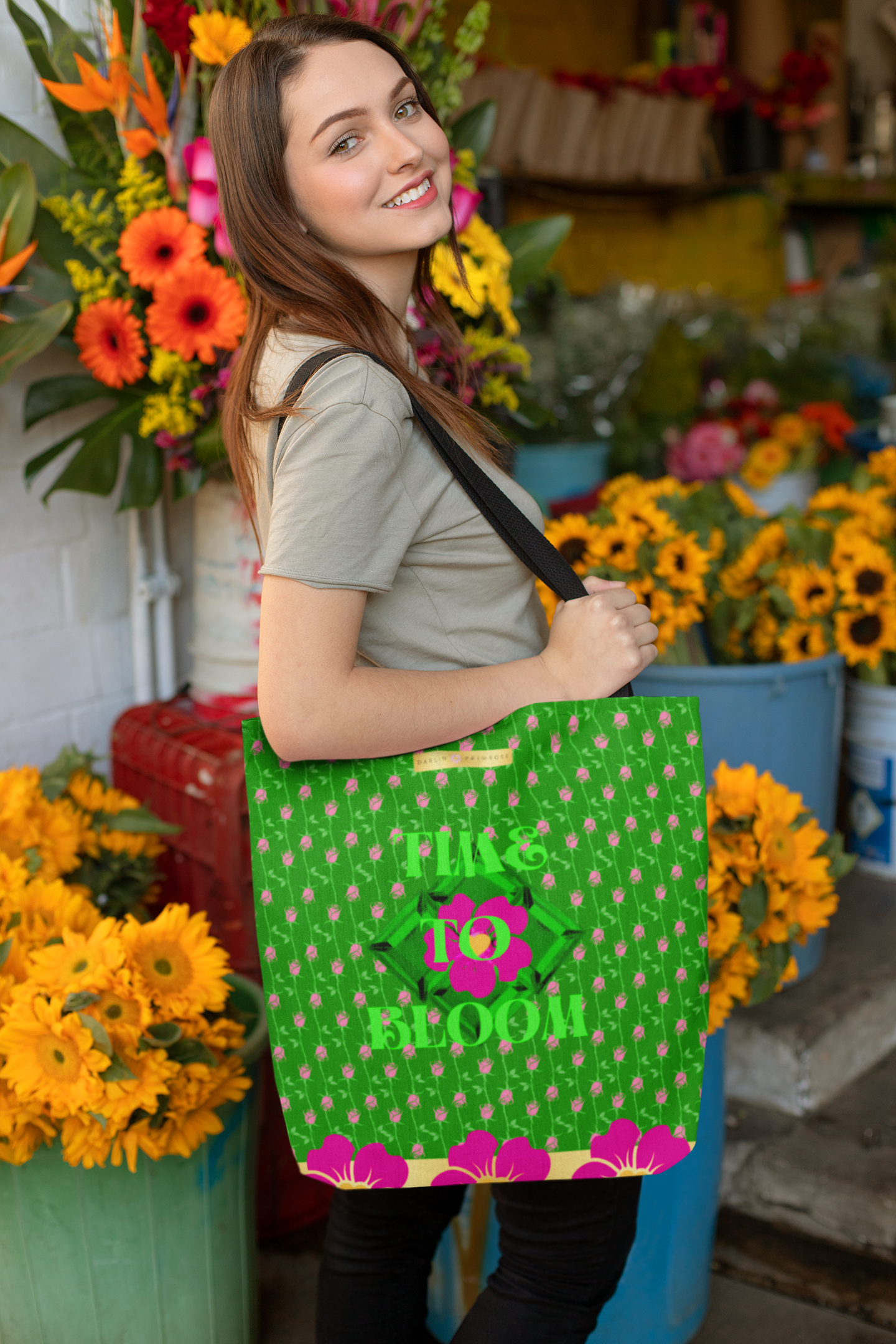 TIME TO BLOOM-Large Tote Bag-Darlin Primrose™