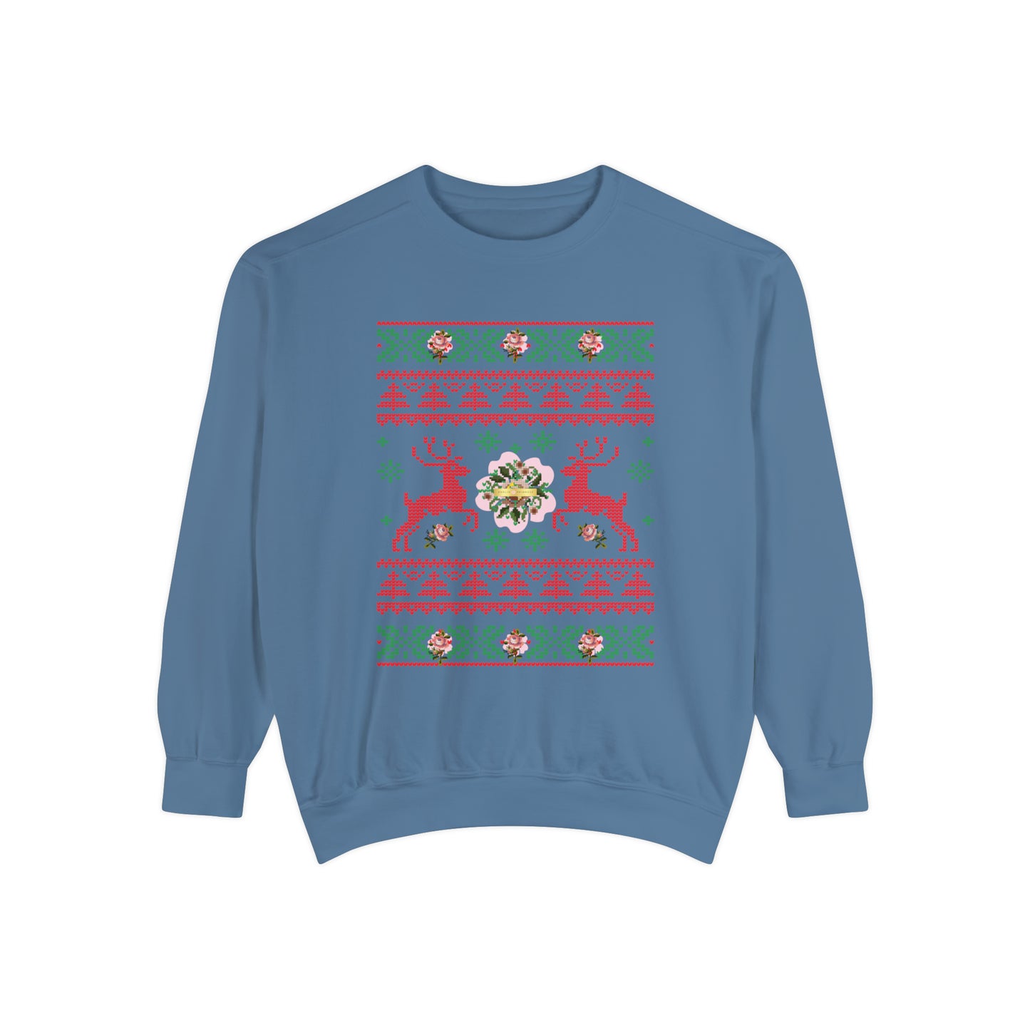 Reindeer on Roses - Unisex Garment-Dyed Sweatshirt - Darlin Primrose