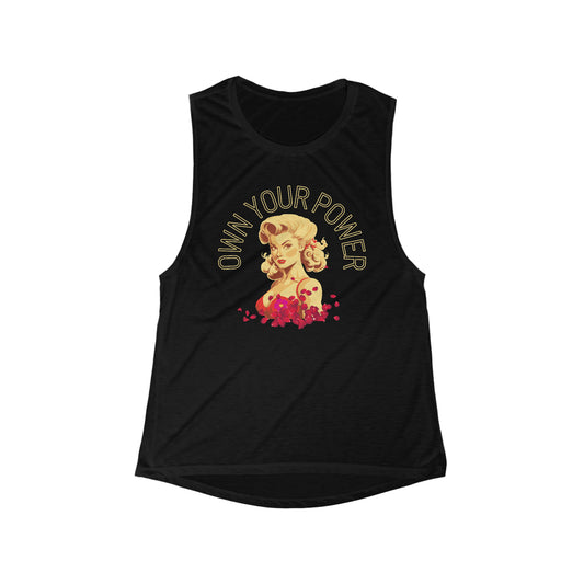 OWN YOUR POWER-Women's Flowy Scoop Muscle Tank - Darlin Primrose