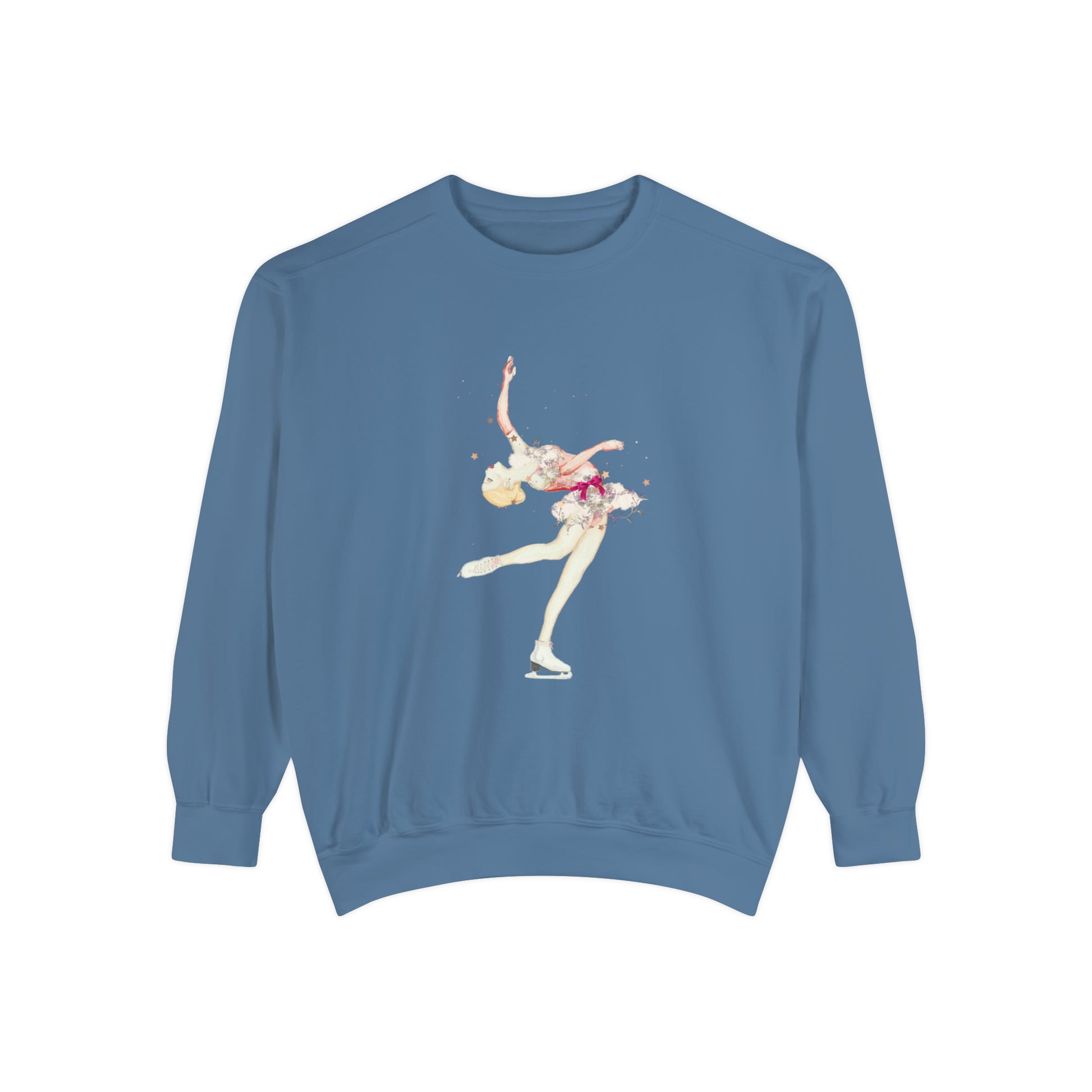 Skater with pink satin sashes- Unisex Garment-Dyed Sweatshirt - Darlin Primrose