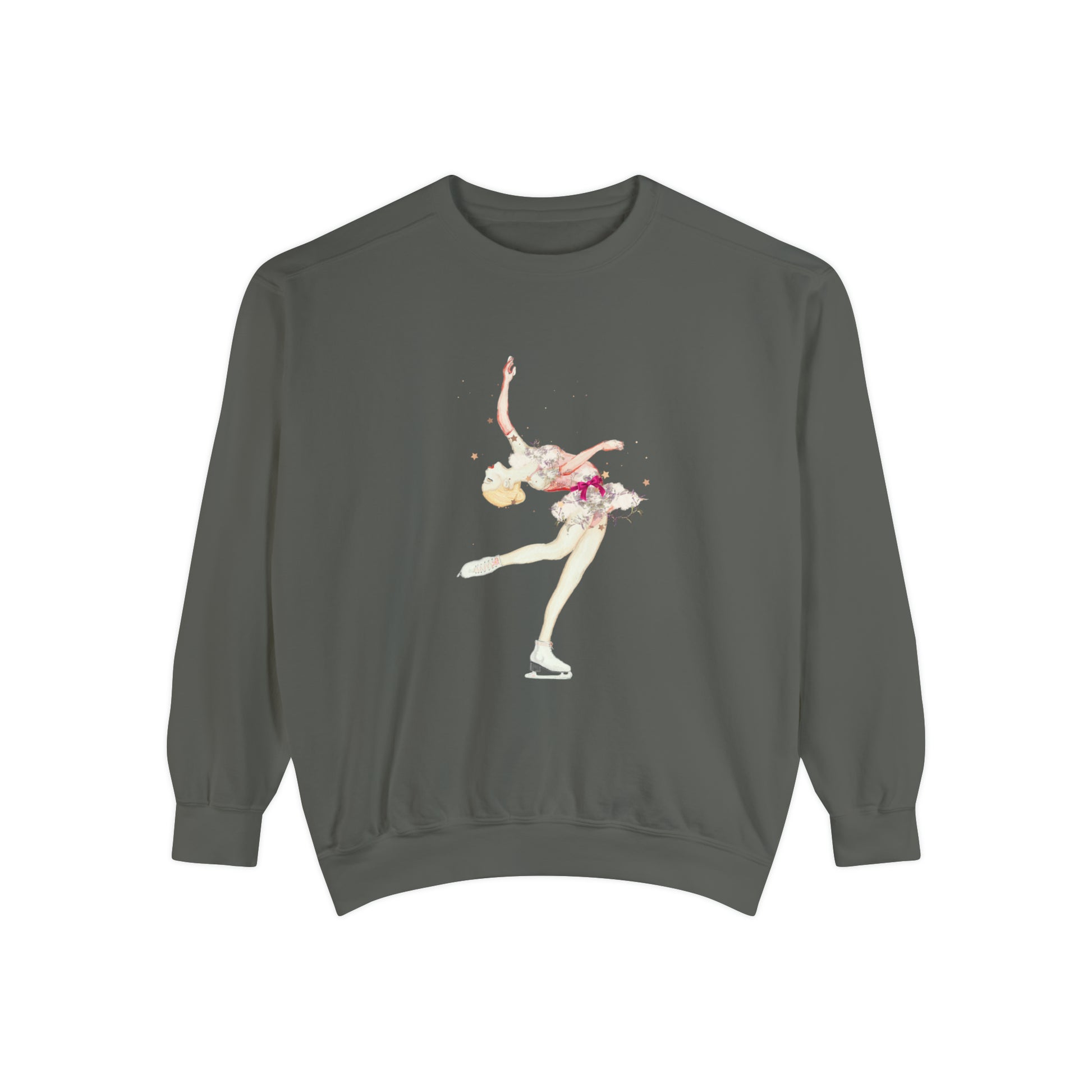 Skater with pink satin sashes- Unisex Garment-Dyed Sweatshirt - Darlin Primrose