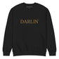 The DARLIN® Crew in Black crafted from premium 3-end fleece with embroidered DARLIN® wordmark
