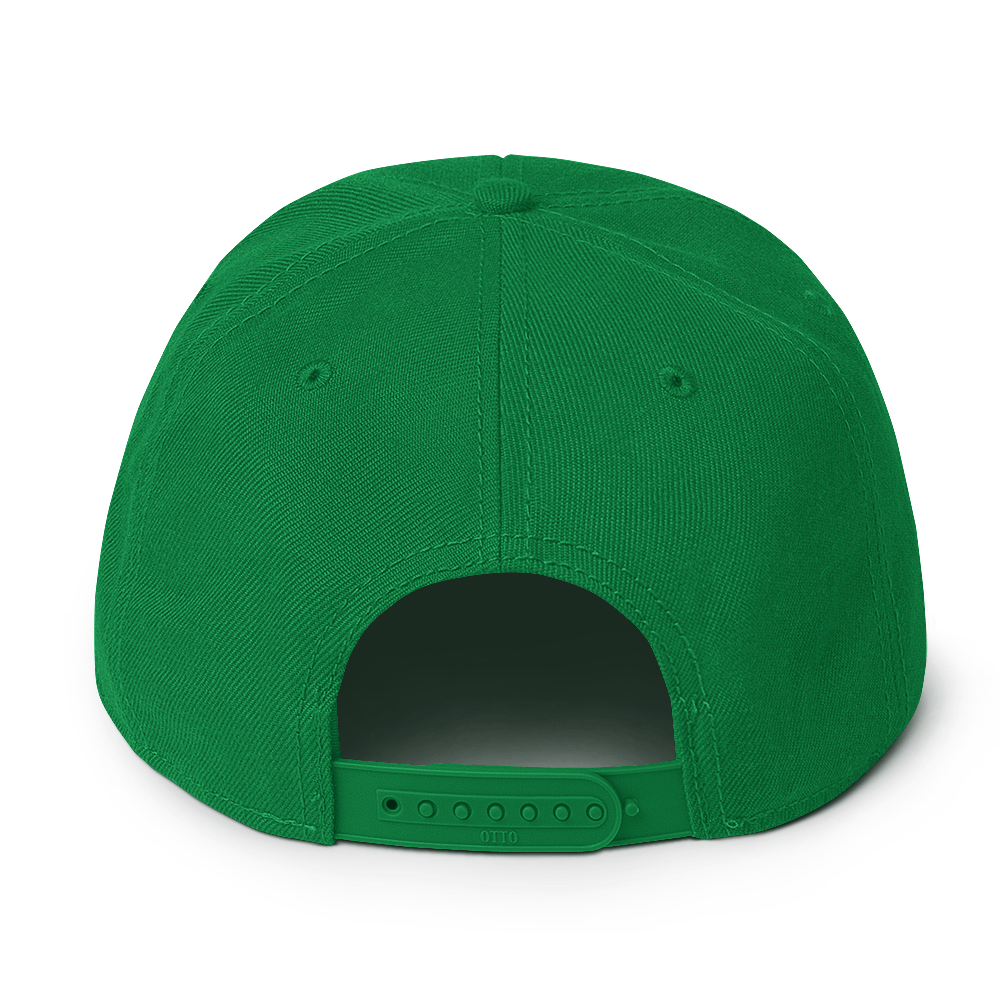 Back view of green DARLIN® Ride Snapback Hat with adjustable snapback closure