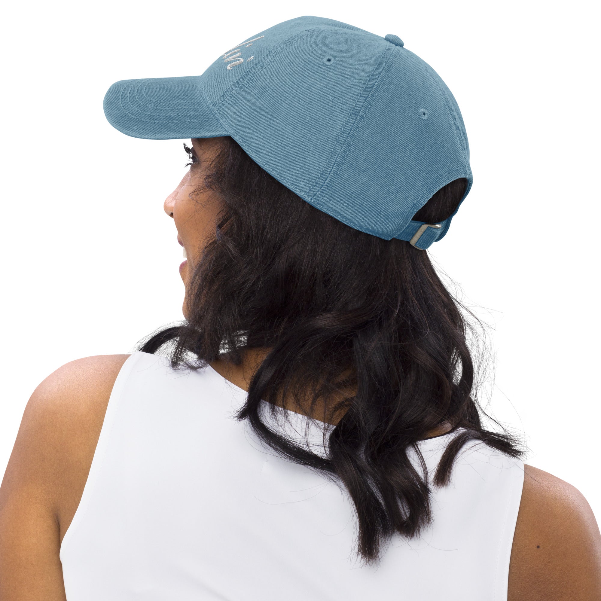 Back view of adjustable DARLIN® denim hat
