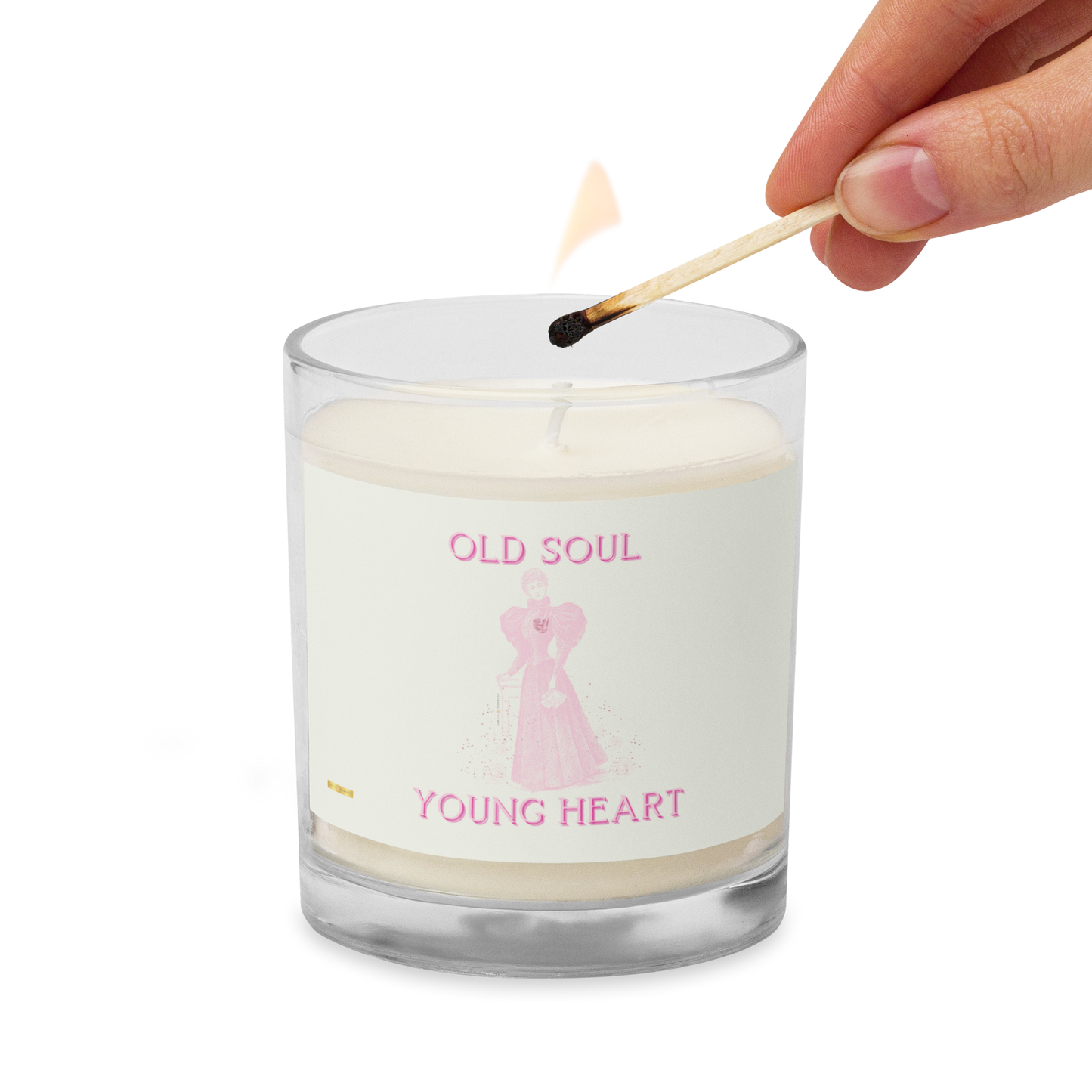 Old Soul Young Heart ( White)Glass jar soy wax candle - Darlin Primrose