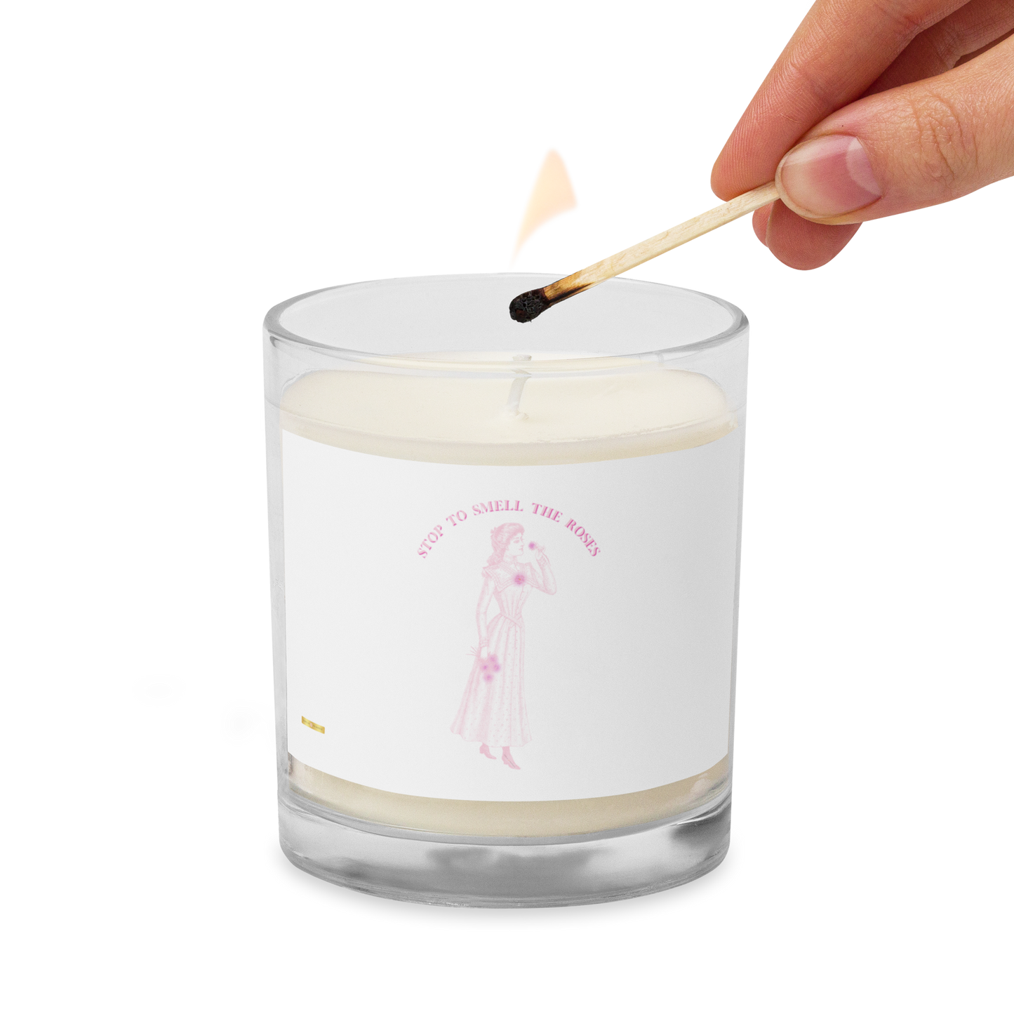 Stop To Smell The Roses ( White) Glass jar soy wax candle - Darlin Primrose