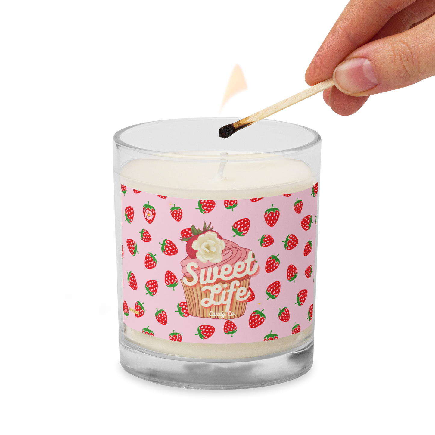 Sweet Life Candy Co. ™ Strawberry Delicious -Glass jar soy wax candle - Darlin Primrose