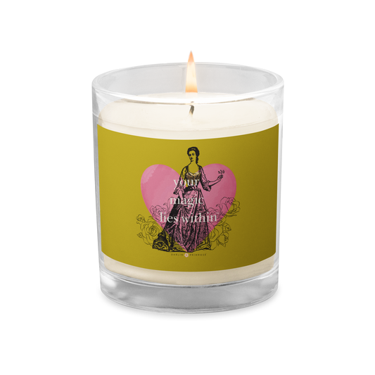 Your MAGIC lies within™ Vintage ™ Vintage Gold-Glass jar soy wax candle - Darlin Primrose