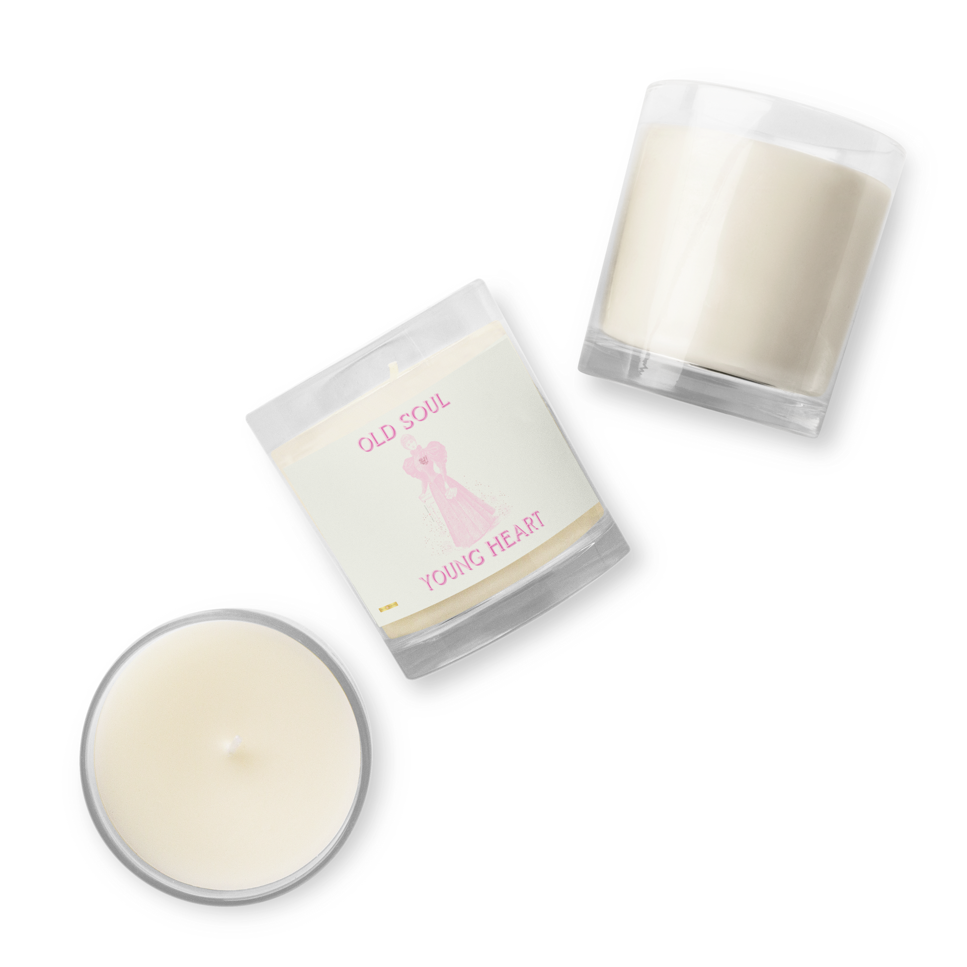 Old Soul Young Heart ( White)Glass jar soy wax candle - Darlin Primrose