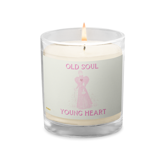 Old Soul Young Heart ( White)Glass jar soy wax candle - Darlin Primrose