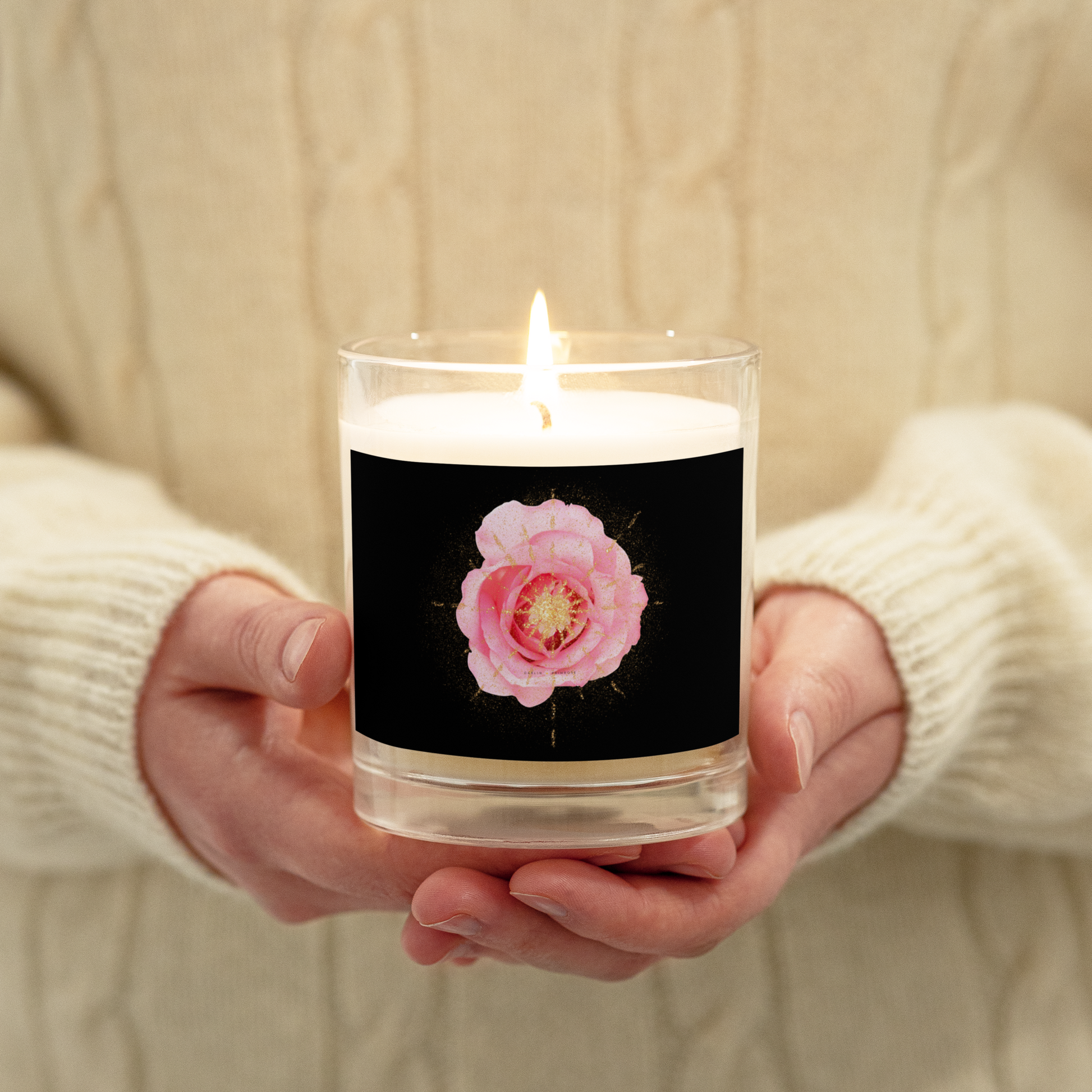 Radiant Rose-Glass jar soy wax candle - Darlin Primrose