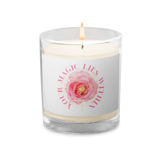 Your MAGIC lies within™ Radiant Rose ( White) Glass jar soy wax candle - Darlin Primrose