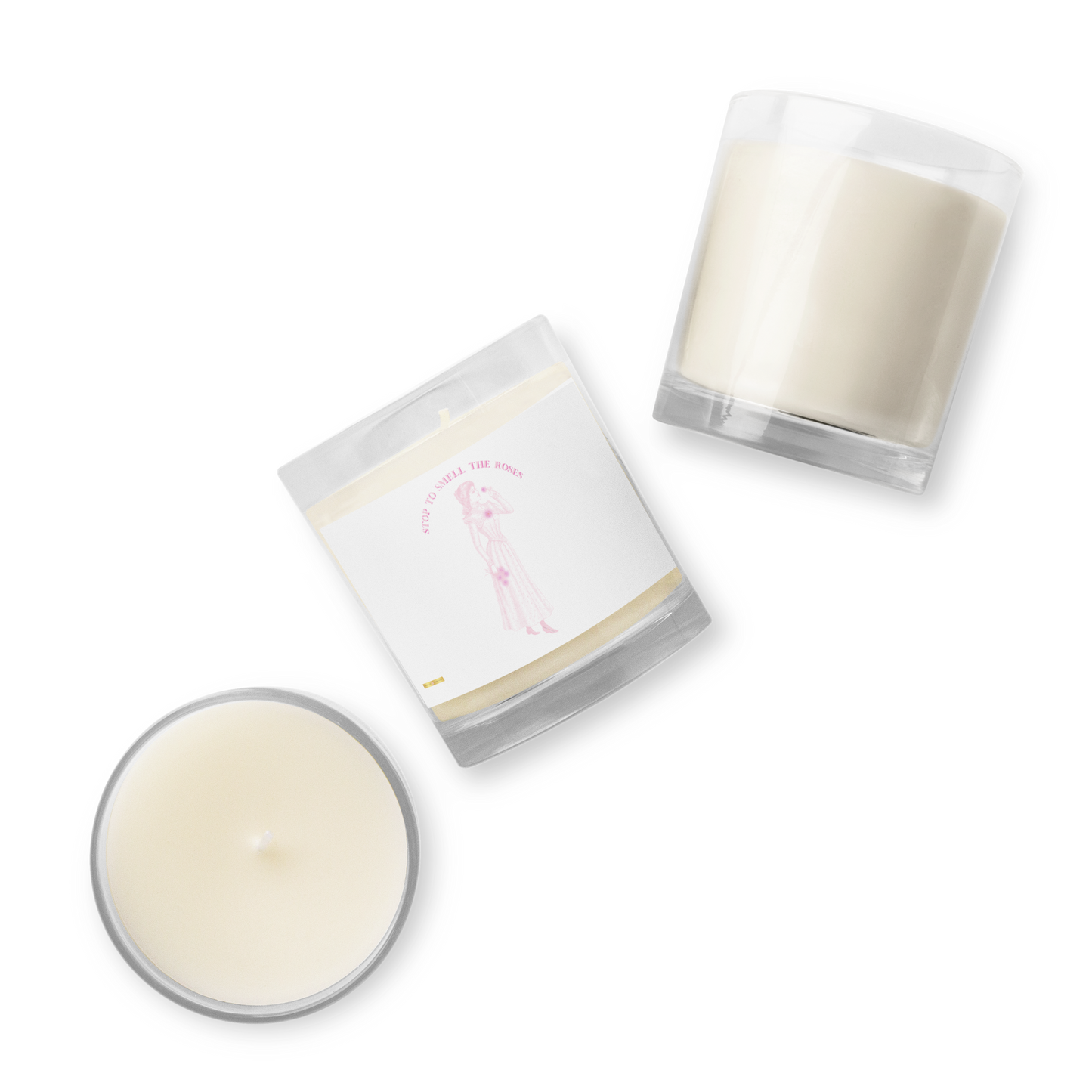 Stop To Smell The Roses ( White) Glass jar soy wax candle - Darlin Primrose