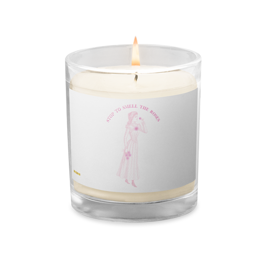 Stop To Smell The Roses ( White) Glass jar soy wax candle - Darlin Primrose