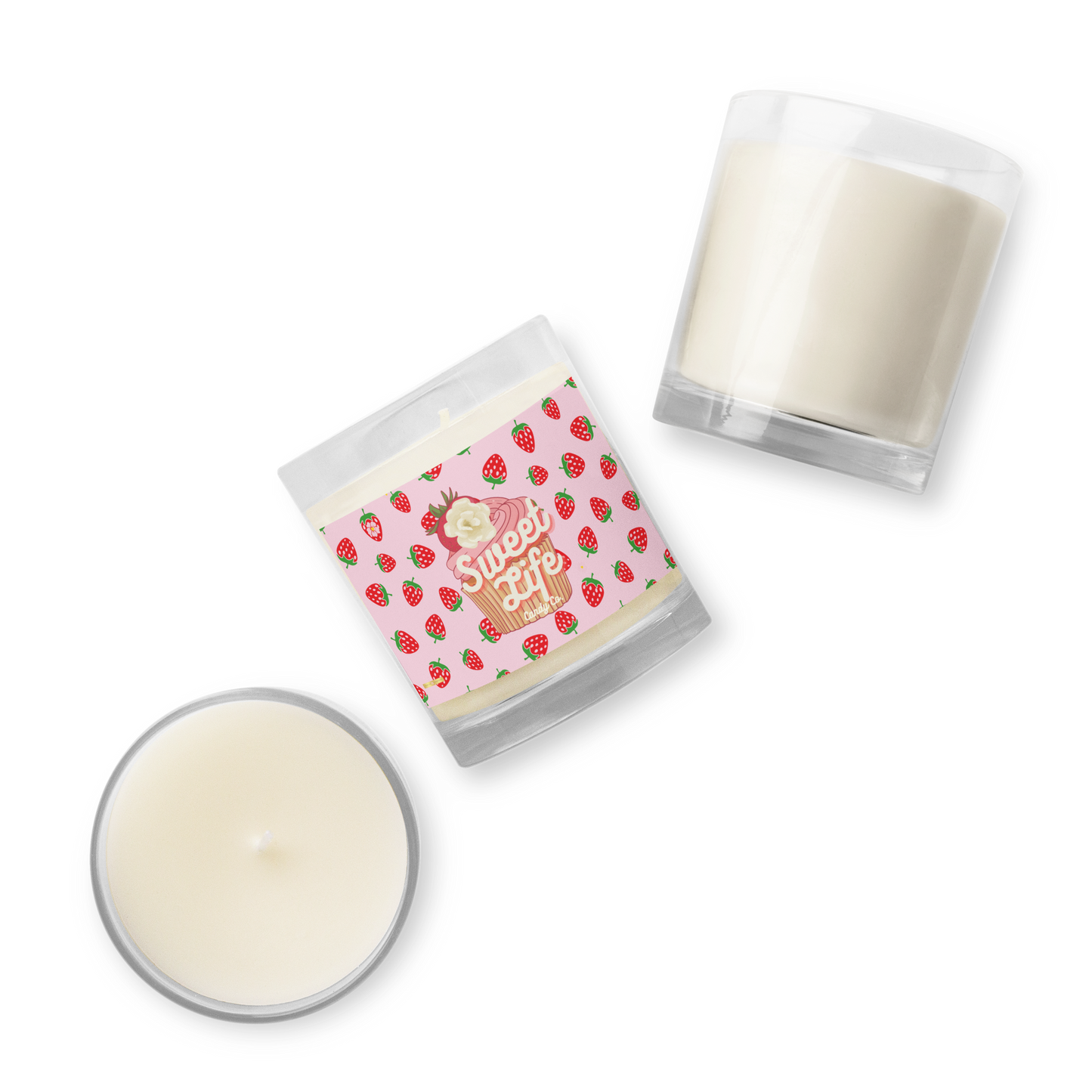 Sweet Life Candy Co. ™ Strawberry Delicious -Glass jar soy wax candle - Darlin Primrose