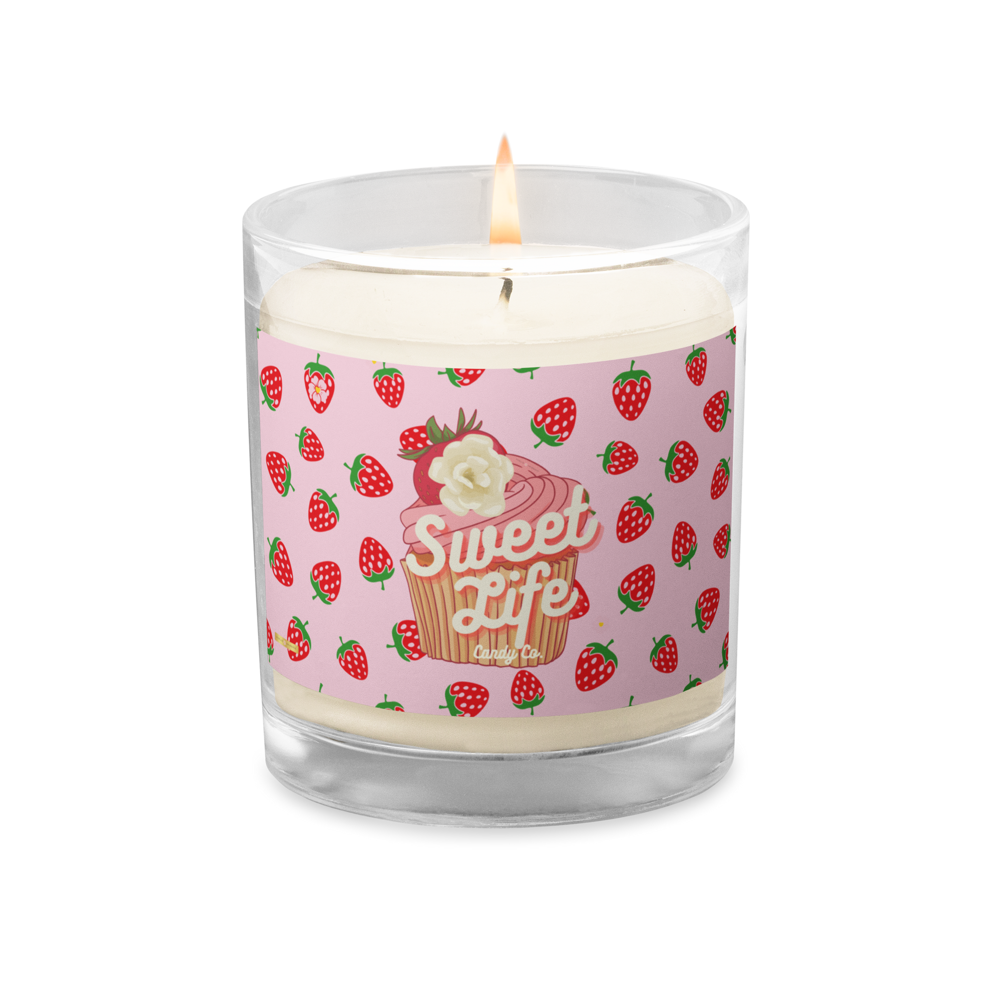 Sweet Life Candy Co. ™ Strawberry Delicious -Glass jar soy wax candle - Darlin Primrose