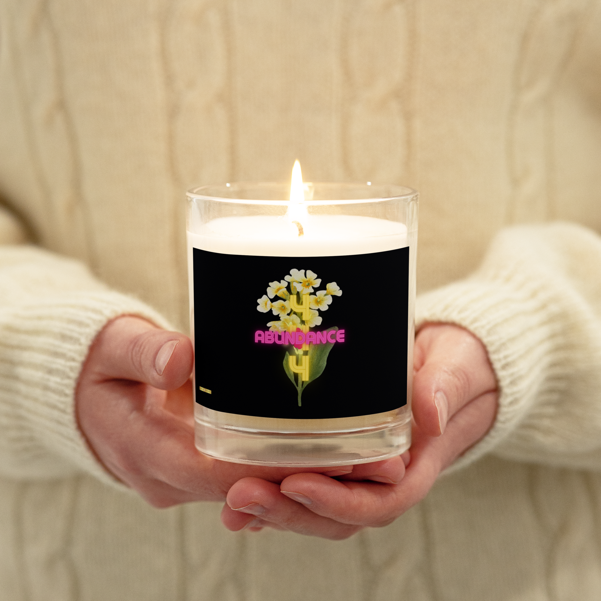 Abundance 444™ Primrose-Glass jar soy wax candle - Darlin Primrose