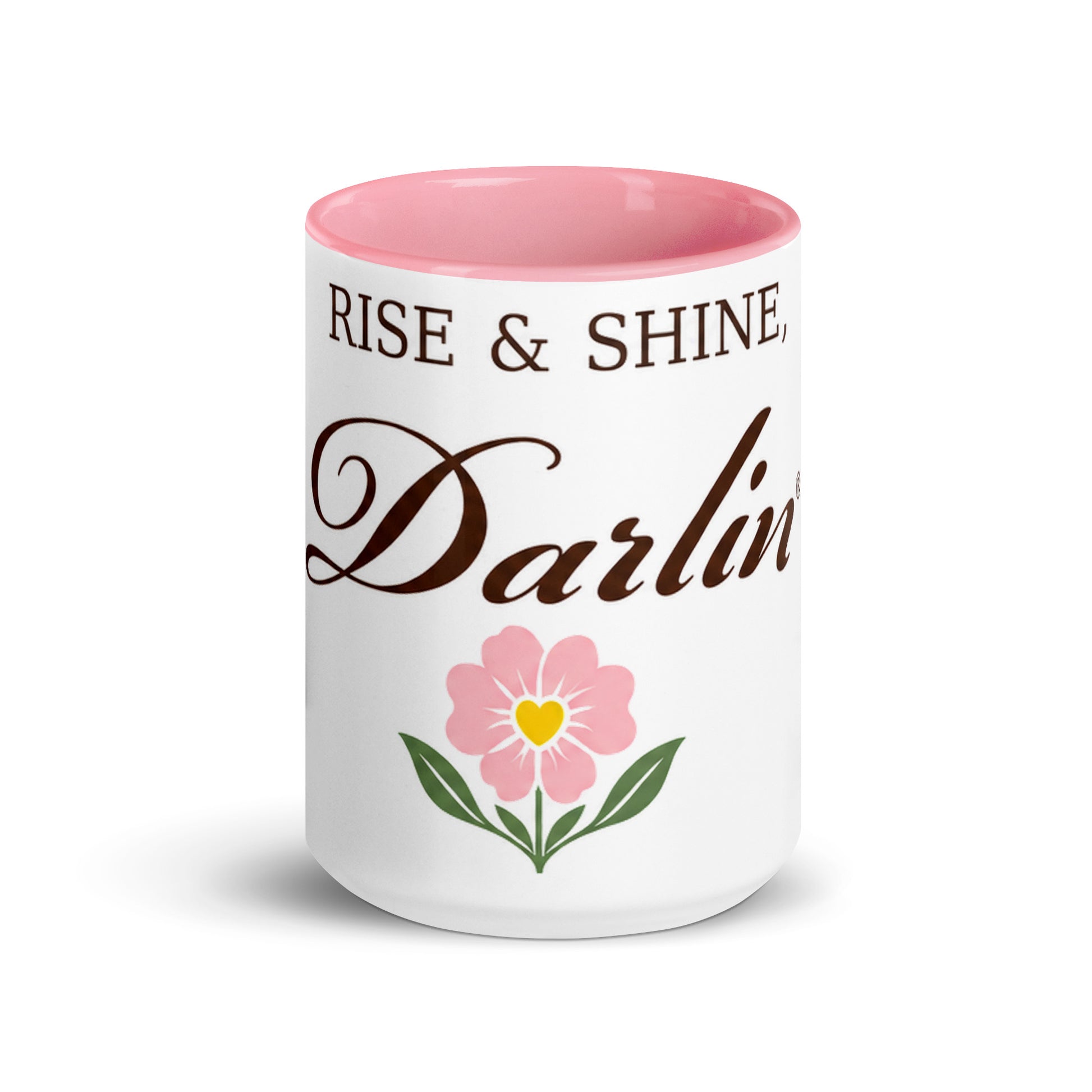 DARLIN® House Rise & Shine mug with pink interior and primrose detail