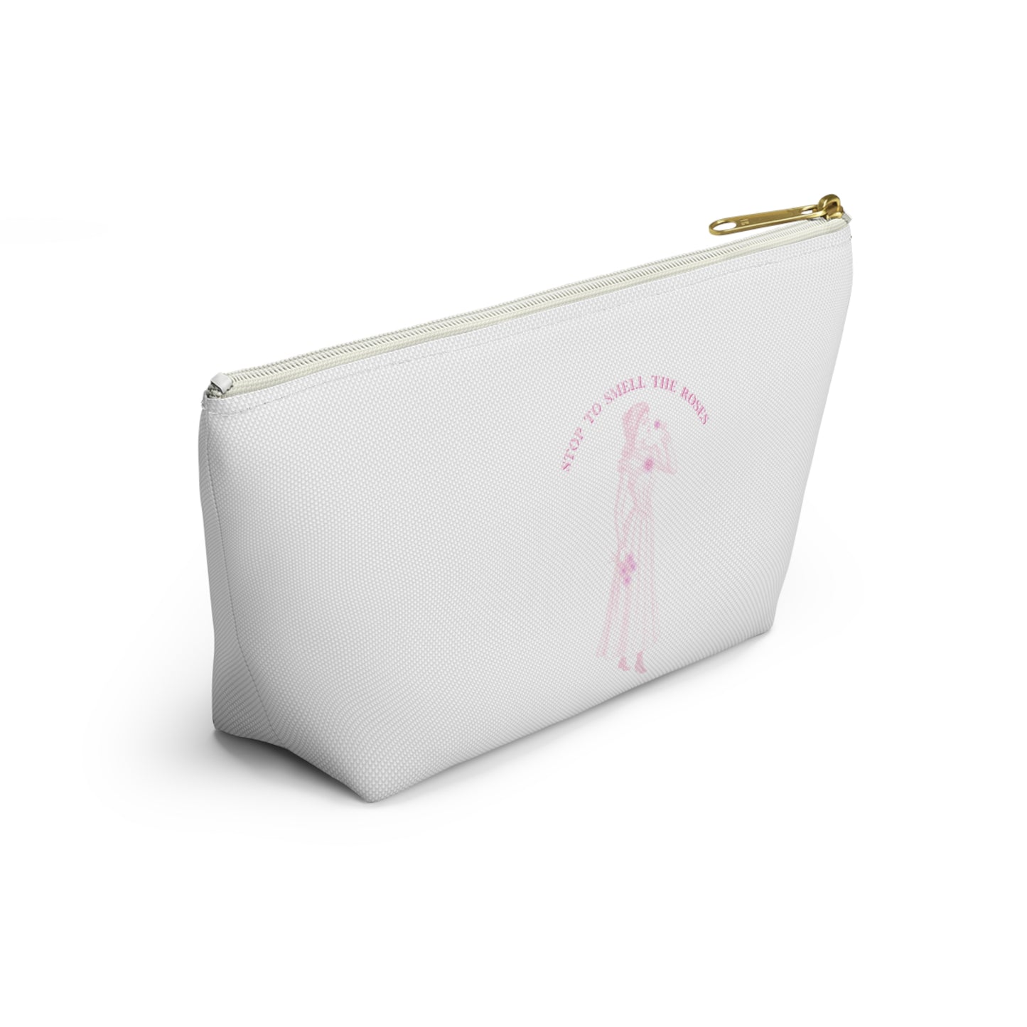 STOP TO SMELL THE ROSES ( White) Accessory Pouch w T-bottom - Darlin Primrose