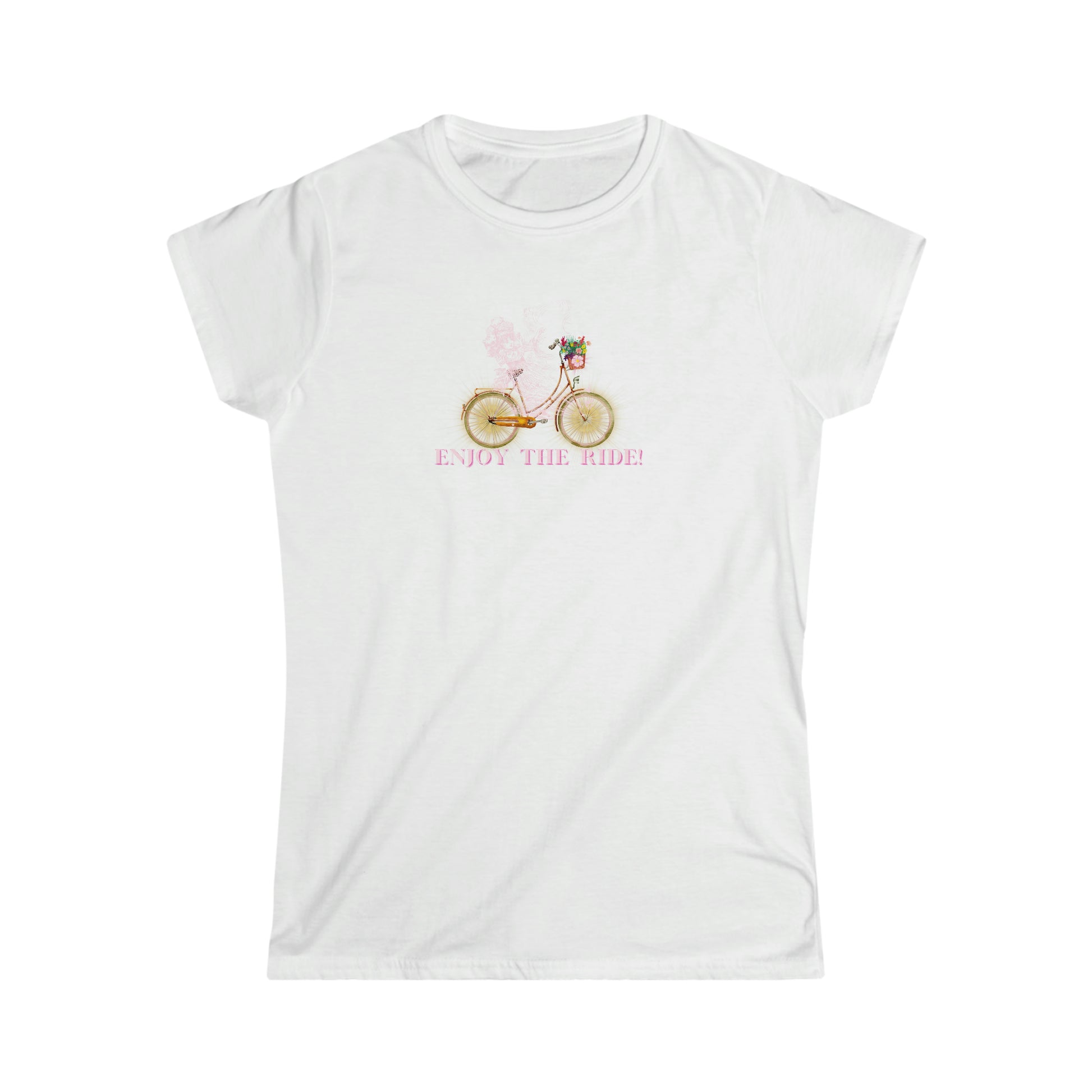 Enjoy the RIDE! White Tee w Pink Detail- Darlin Primrose™