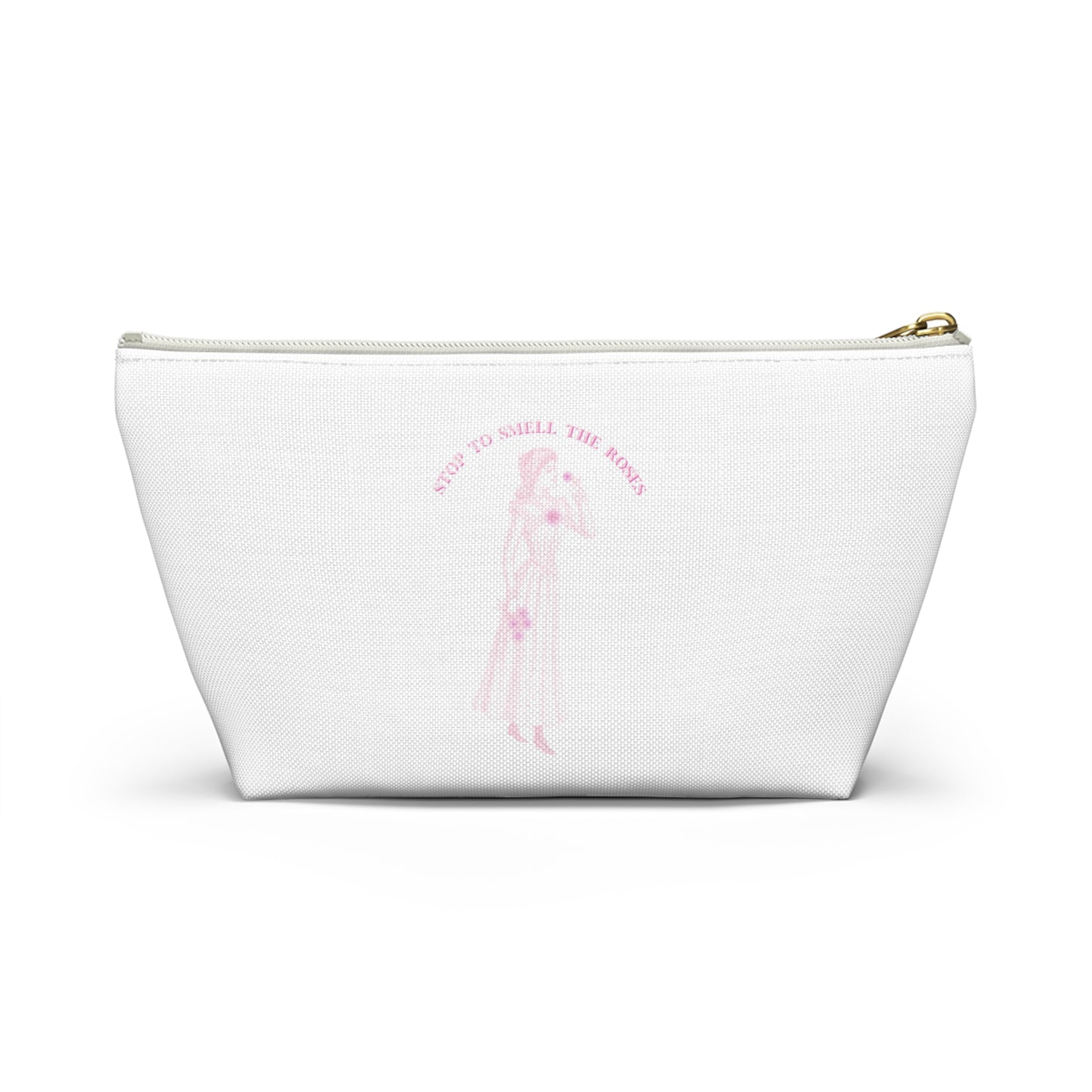 STOP TO SMELL THE ROSES ( White) Accessory Pouch w T-bottom - Darlin Primrose