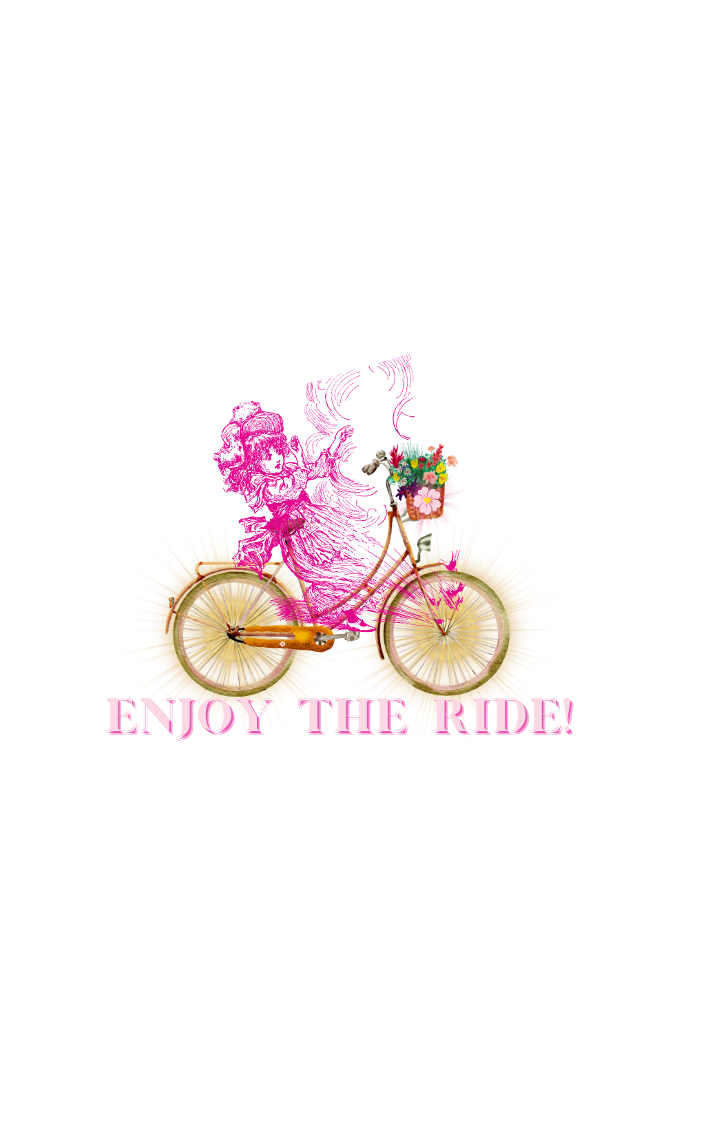 Enjoy the RIDE! White Tee w Dark Pink Detail - Darlin Primrose