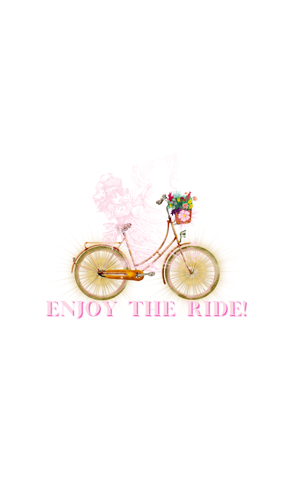 Enjoy the RIDE! White Tee w Pink Detail- Darlin Primrose™