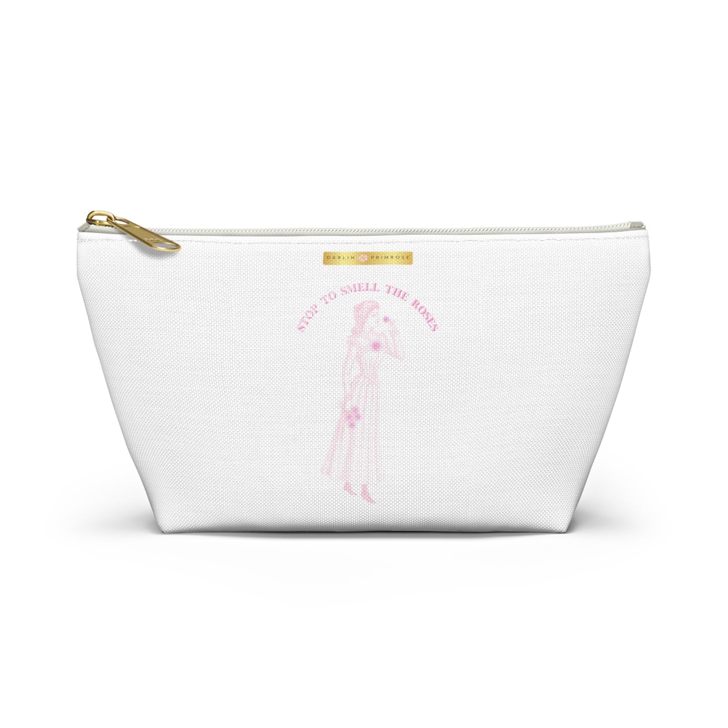 STOP TO SMELL THE ROSES ( White) Accessory Pouch w T-bottom - Darlin Primrose