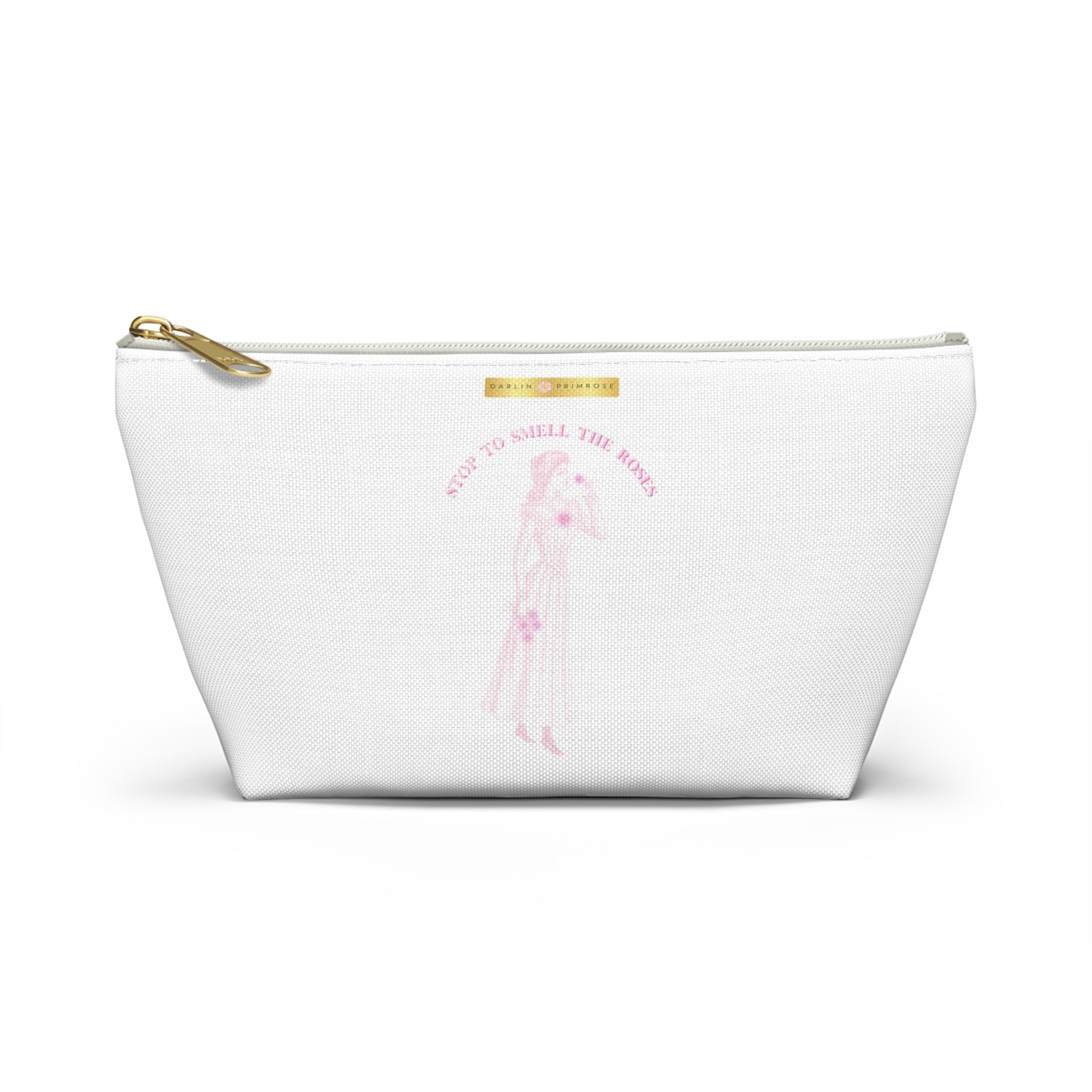 STOP TO SMELL THE ROSES ( White) Accessory Pouch w T-bottom - Darlin Primrose