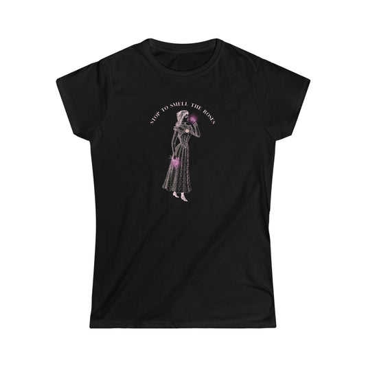 STOP TO SMELL THE ROSES - BLACK TEE - Darlin Primrose